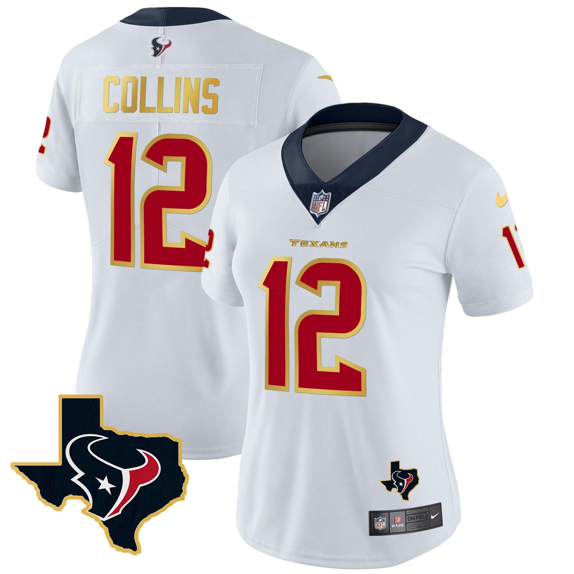 Camisa NFL Women’s Houston Gold Trim Vapor Jersey
