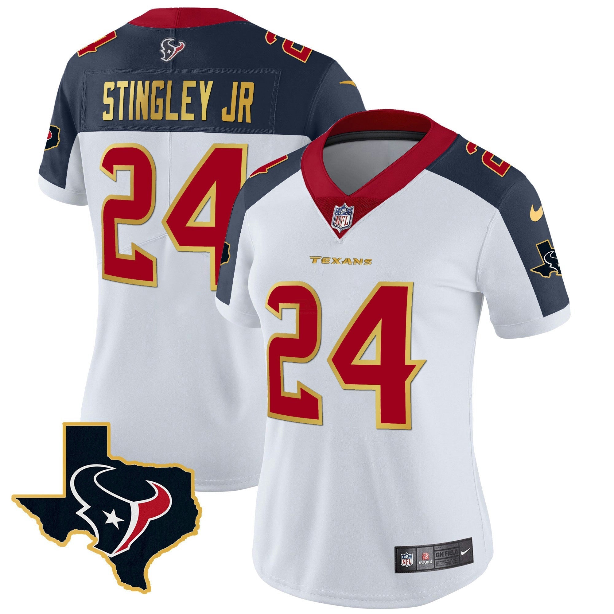 Camisa NFL Women’s Houston Gold Trim Vapor Jersey