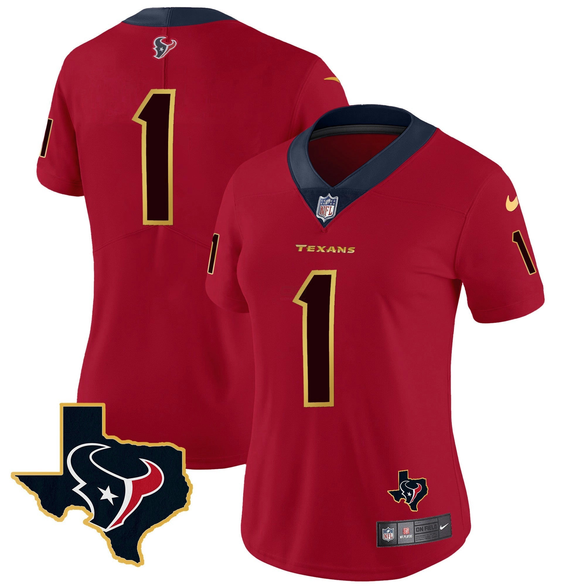 Camisa NFL Women’s Houston Gold Trim Vapor Jersey