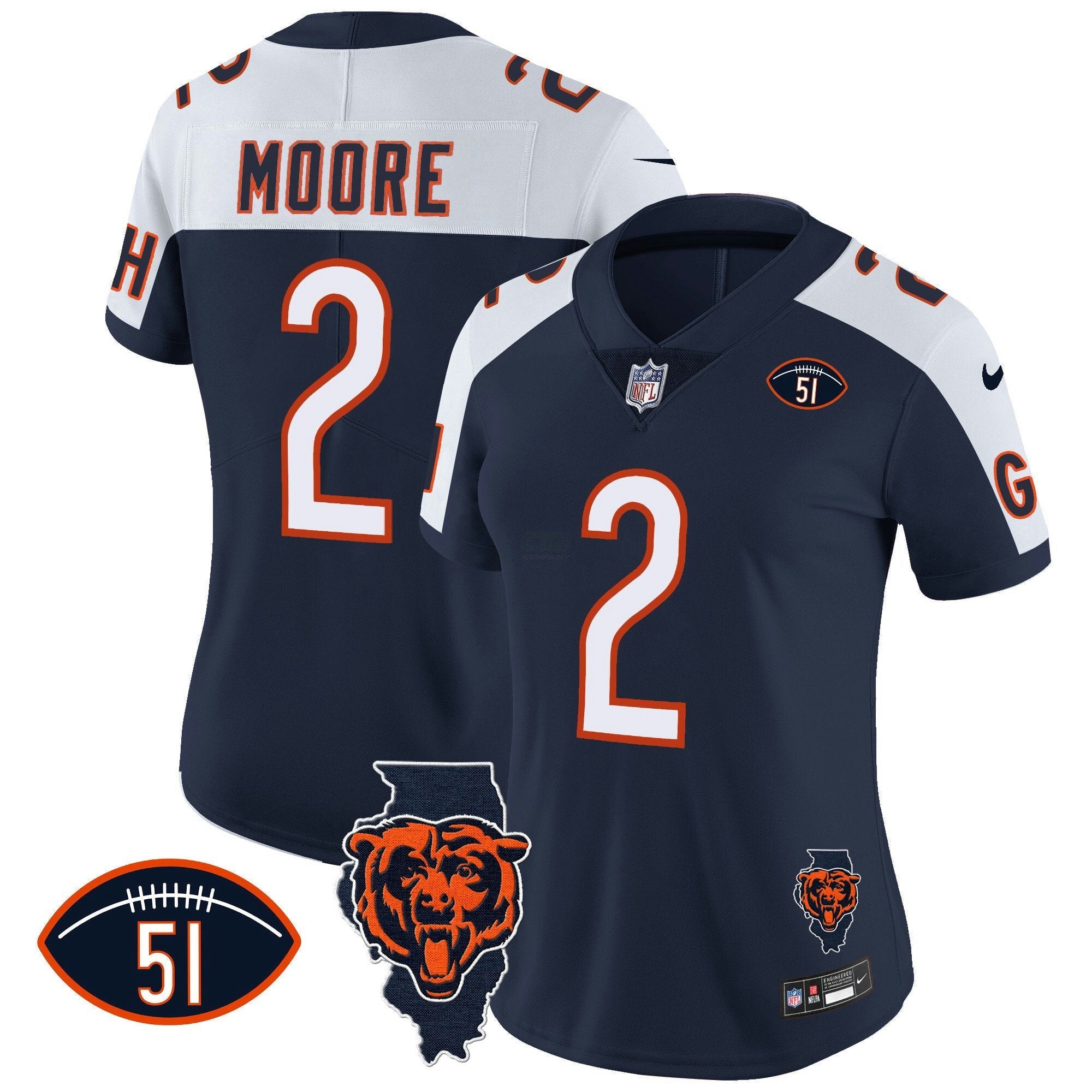 Camisa NFL Women’s Illinois Patch Vapor Jersey