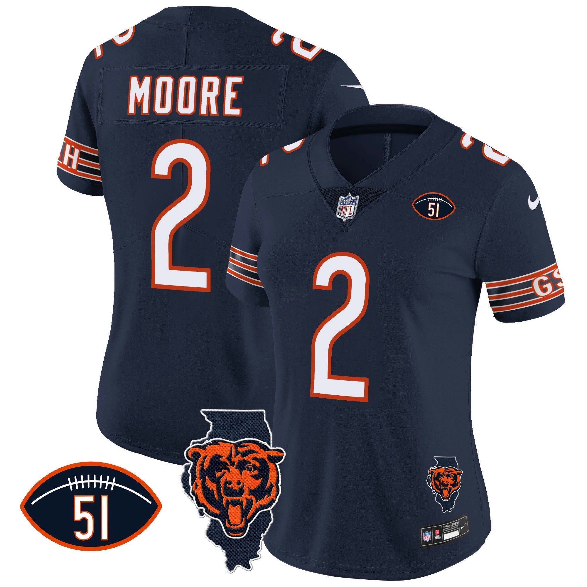 Camisa NFL Women’s Illinois Patch Vapor Jersey