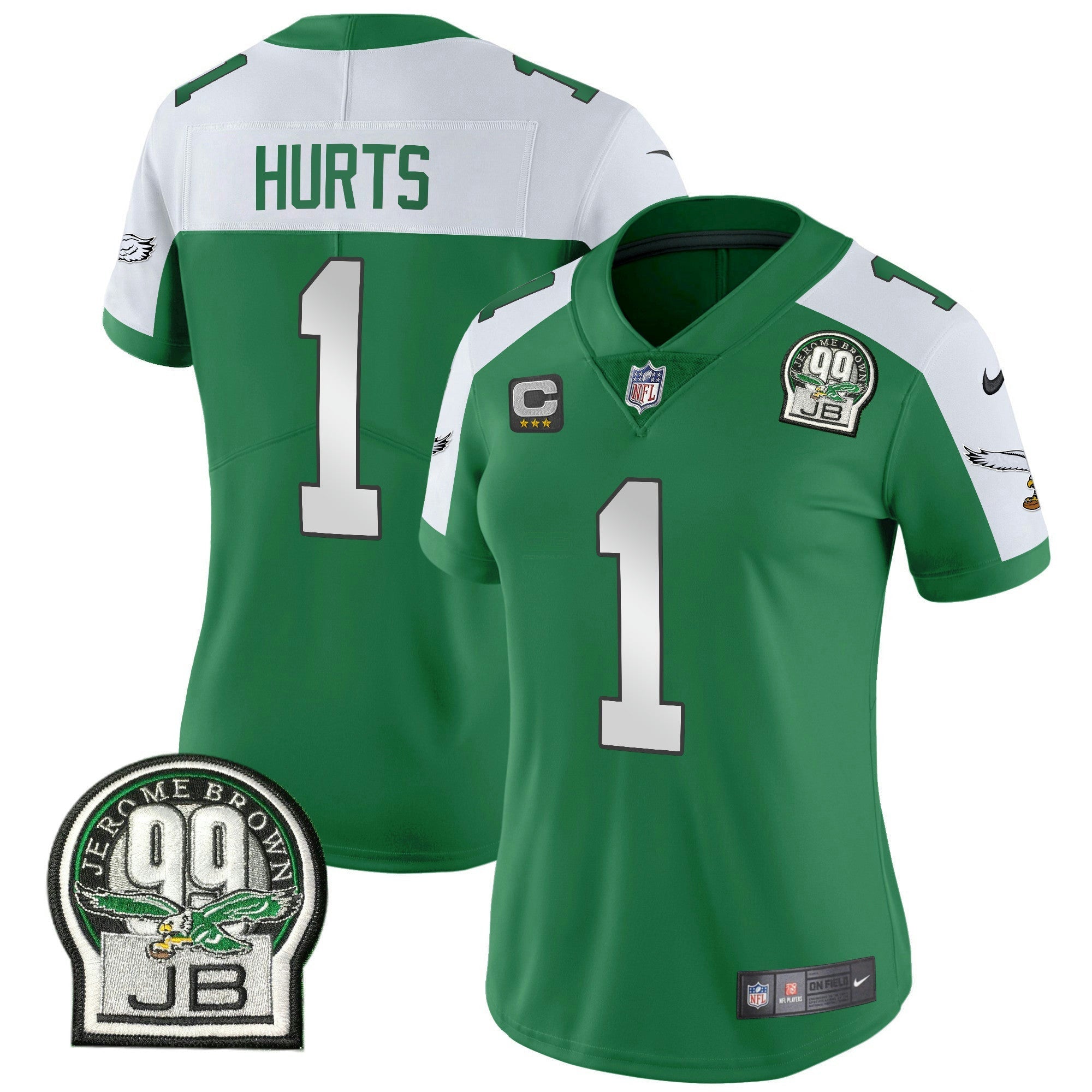 Camisa NFL Women’s Jerome Brown Patch Kelly Green Alternativa Jersey V2