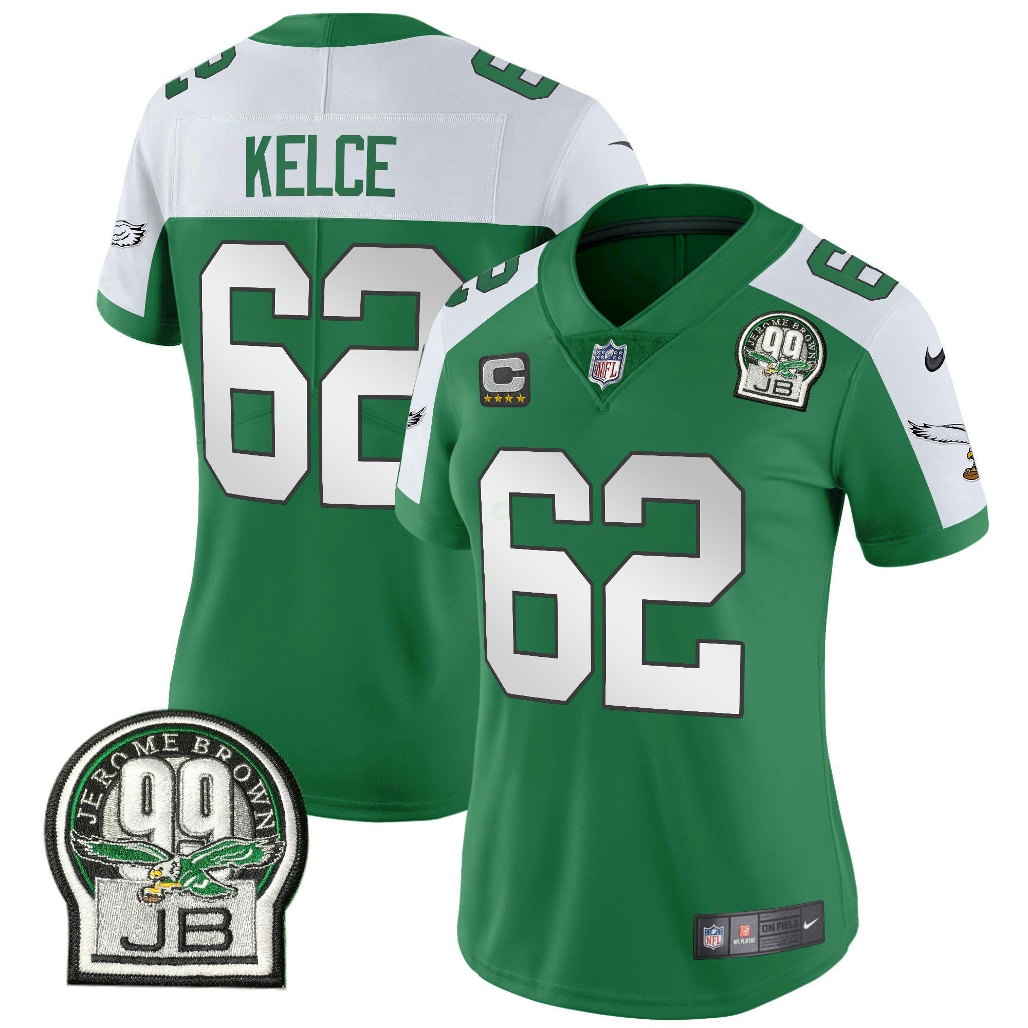 Camisa NFL Women’s Jerome Brown Patch Kelly Green Alternativa Jersey V2