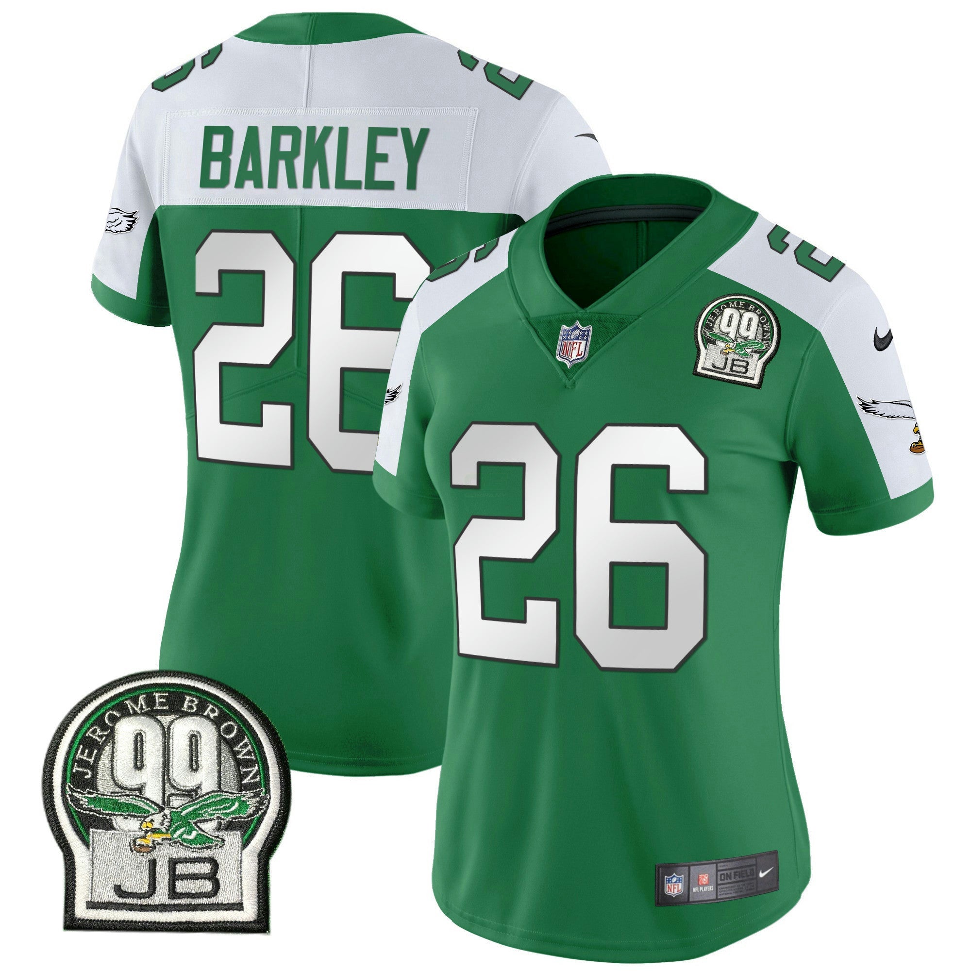Camisa NFL Women’s Jerome Brown Patch Kelly Green Alternativa Jersey V2