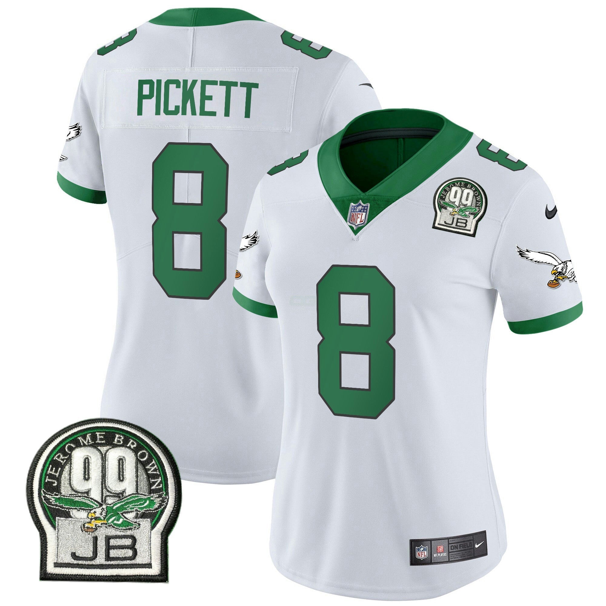Camisa NFL Women’s Jerome Brown Patch Kelly Green Alternativa Jersey V2