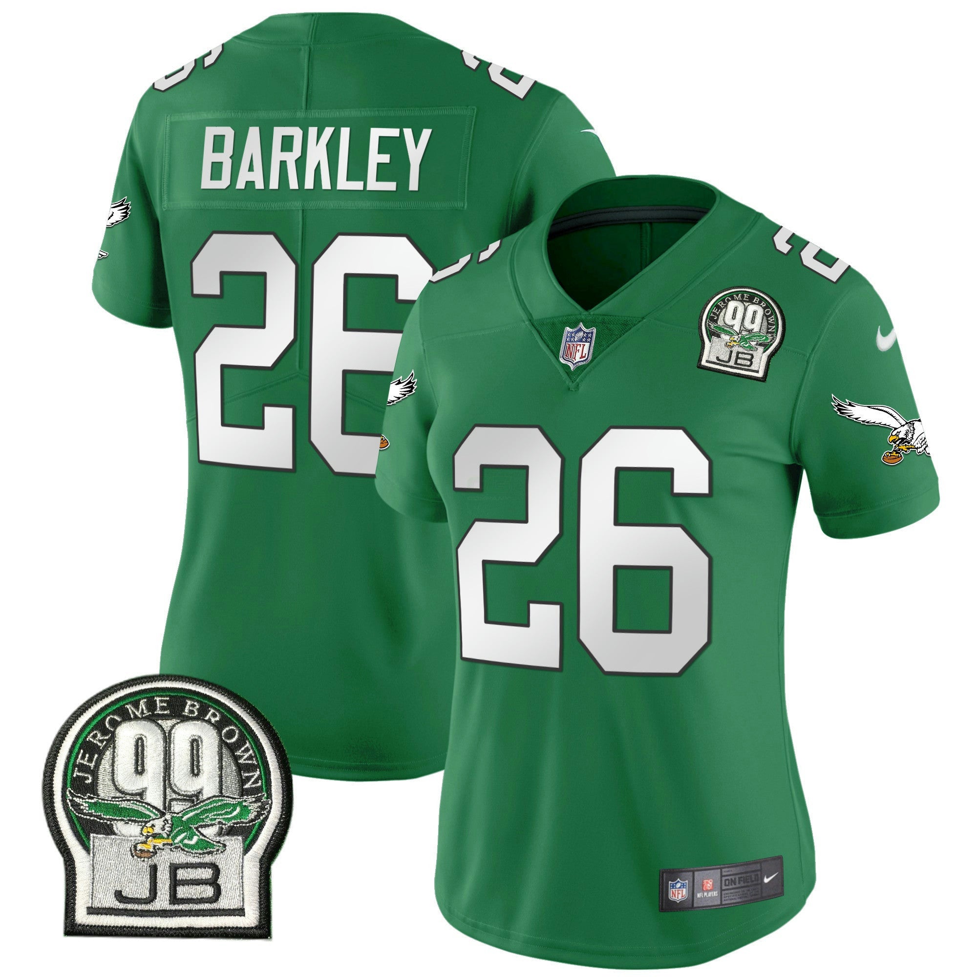 Camisa NFL Women’s Jerome Brown Patch Kelly Green Alternativa Jersey V2