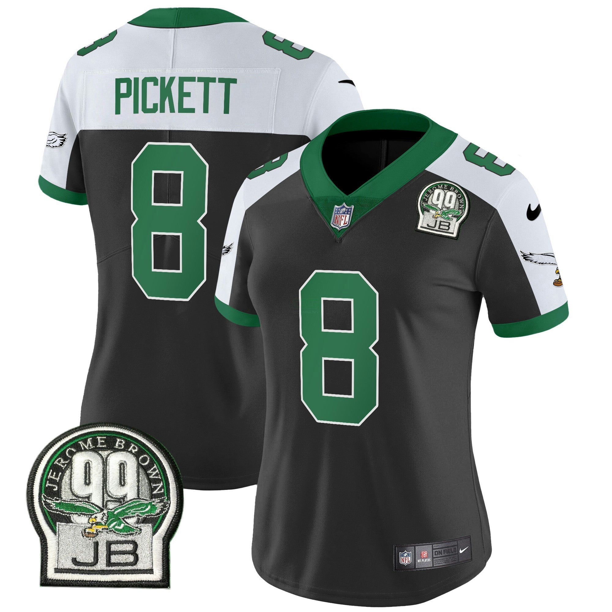 Camisa NFL Women’s Jerome Brown Patch Kelly Green Alternativa Jersey V2