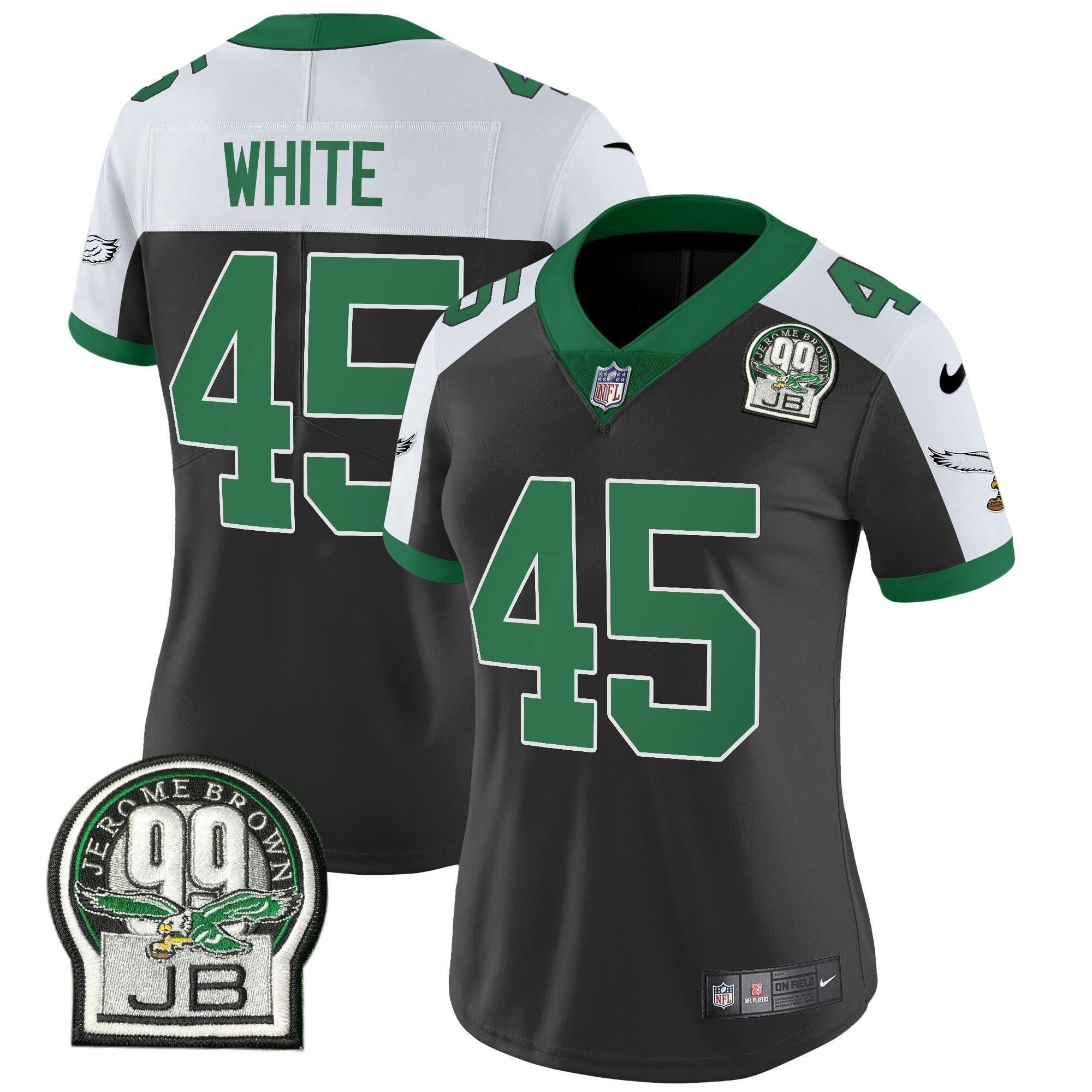 Camisa NFL Women’s Jerome Brown Patch Kelly Green Alternativa Jersey V2