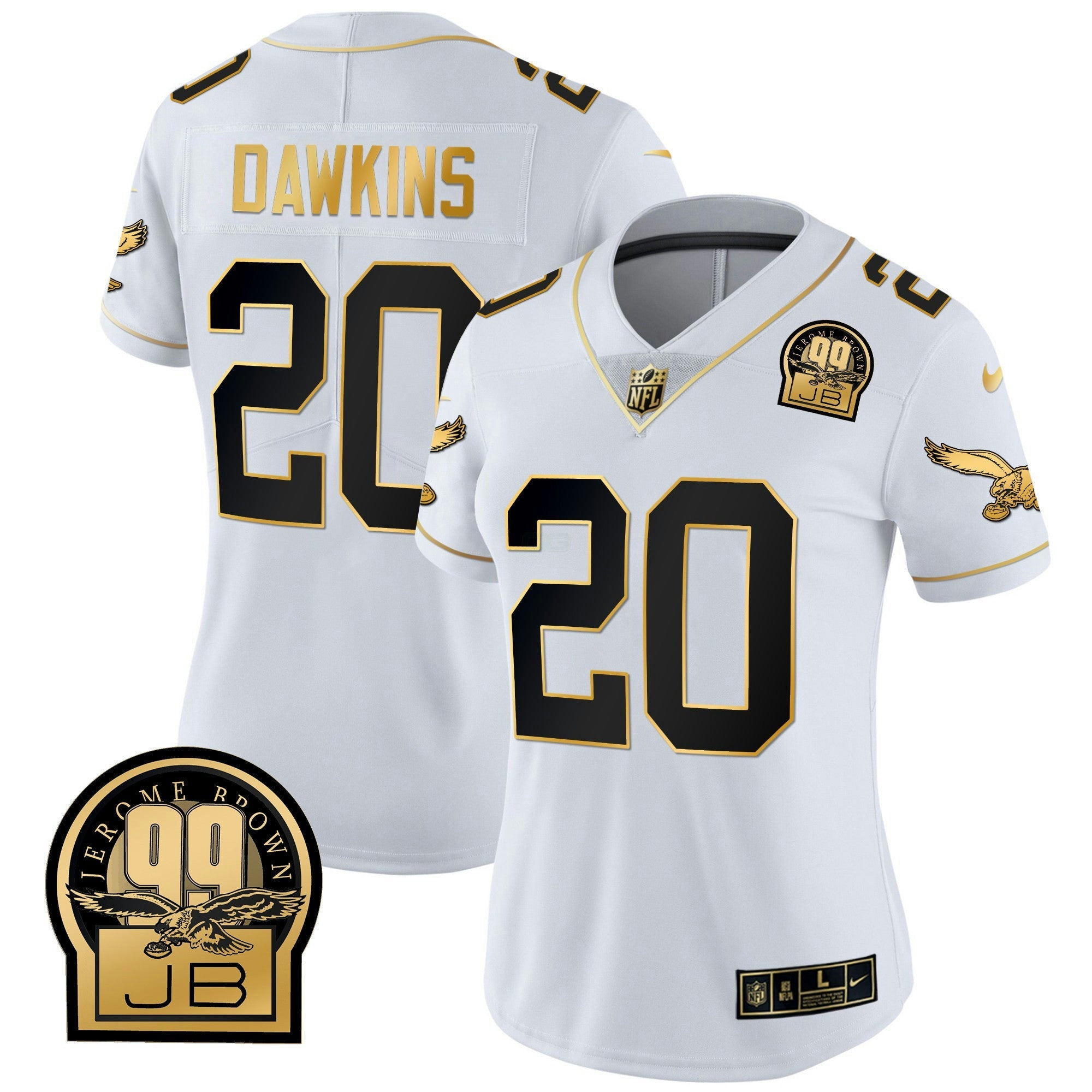 Camisa NFL Women’s Jerome Brown Retired Patch Dourada & Kelly Jersey