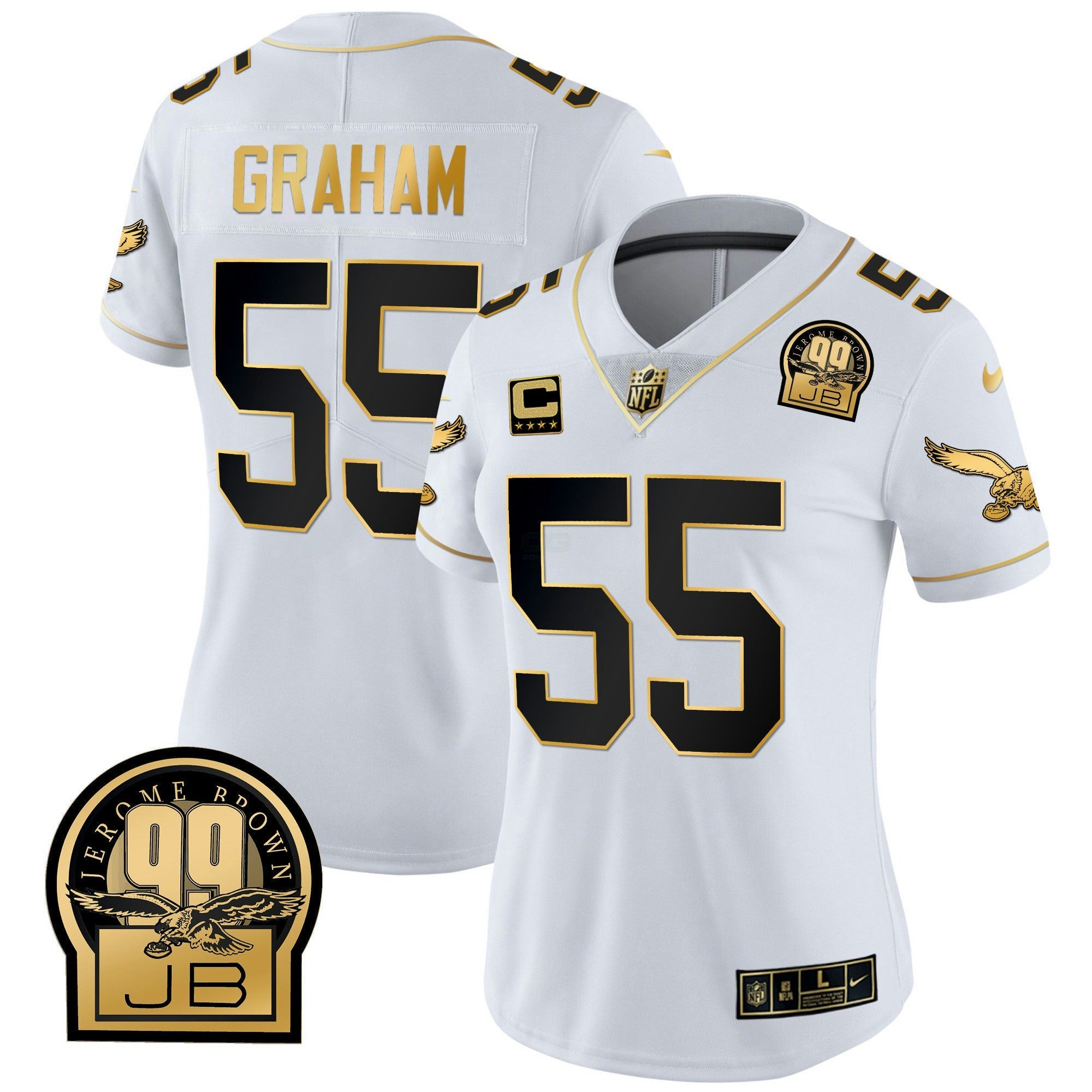 Camisa NFL Women’s Jerome Brown Retired Patch Dourada & Kelly Jersey