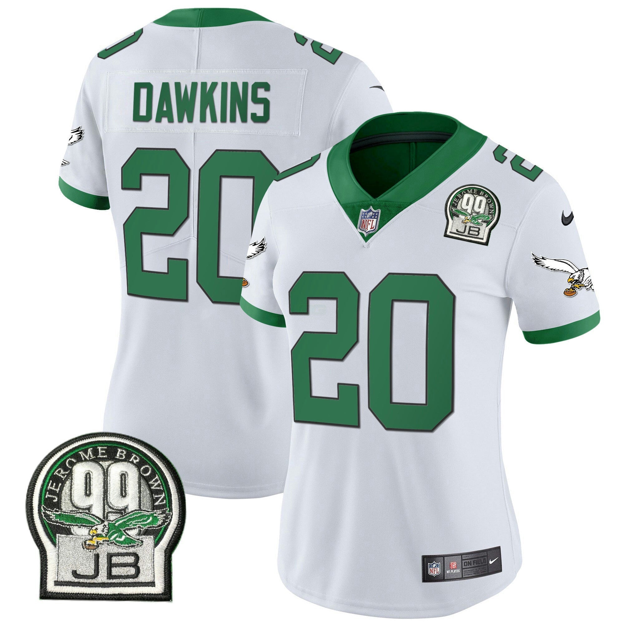 Camisa NFL Women’s Jerome Brown Retired Patch Dourada & Kelly Jersey
