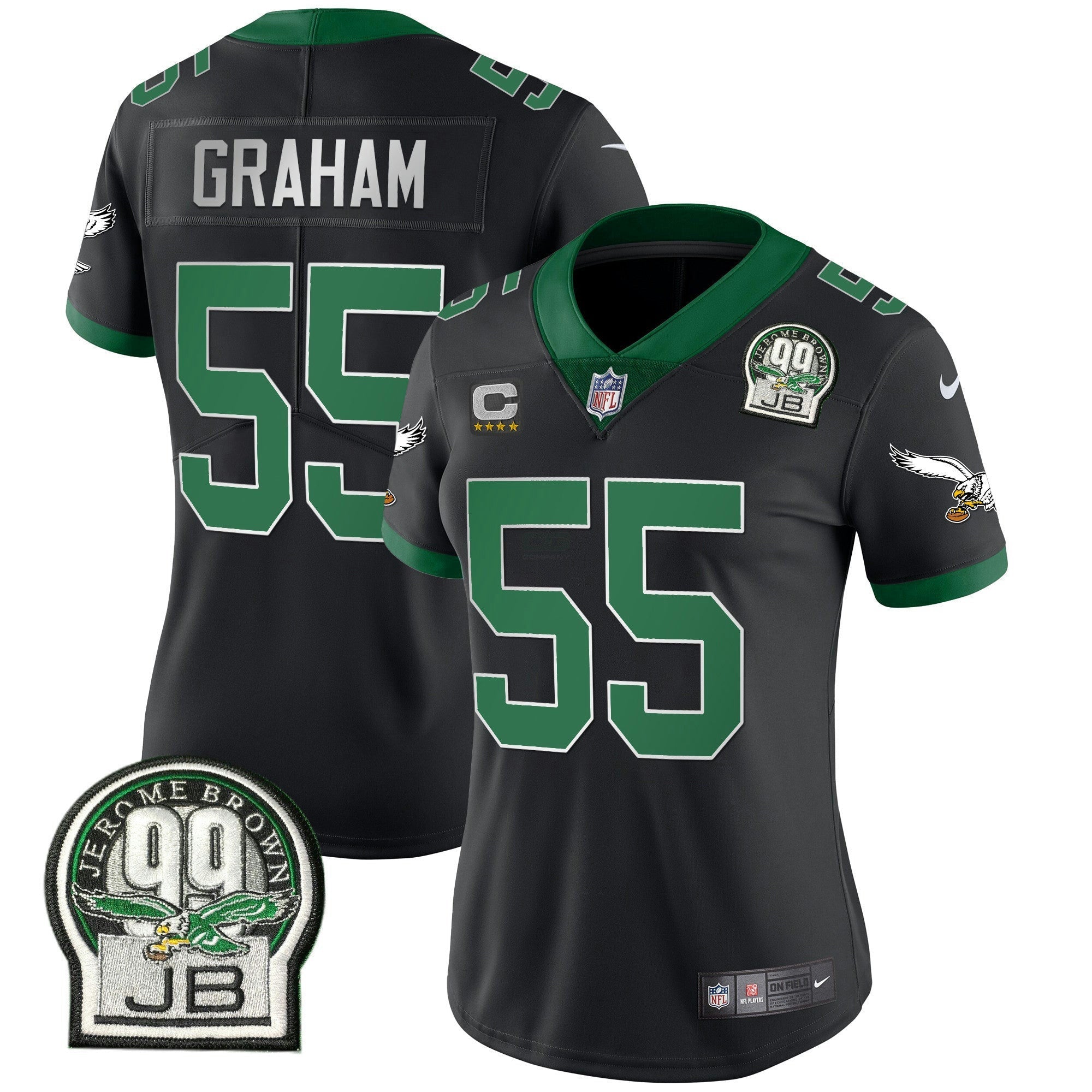 Camisa NFL Women’s Jerome Brown Retired Patch Dourada & Kelly Jersey
