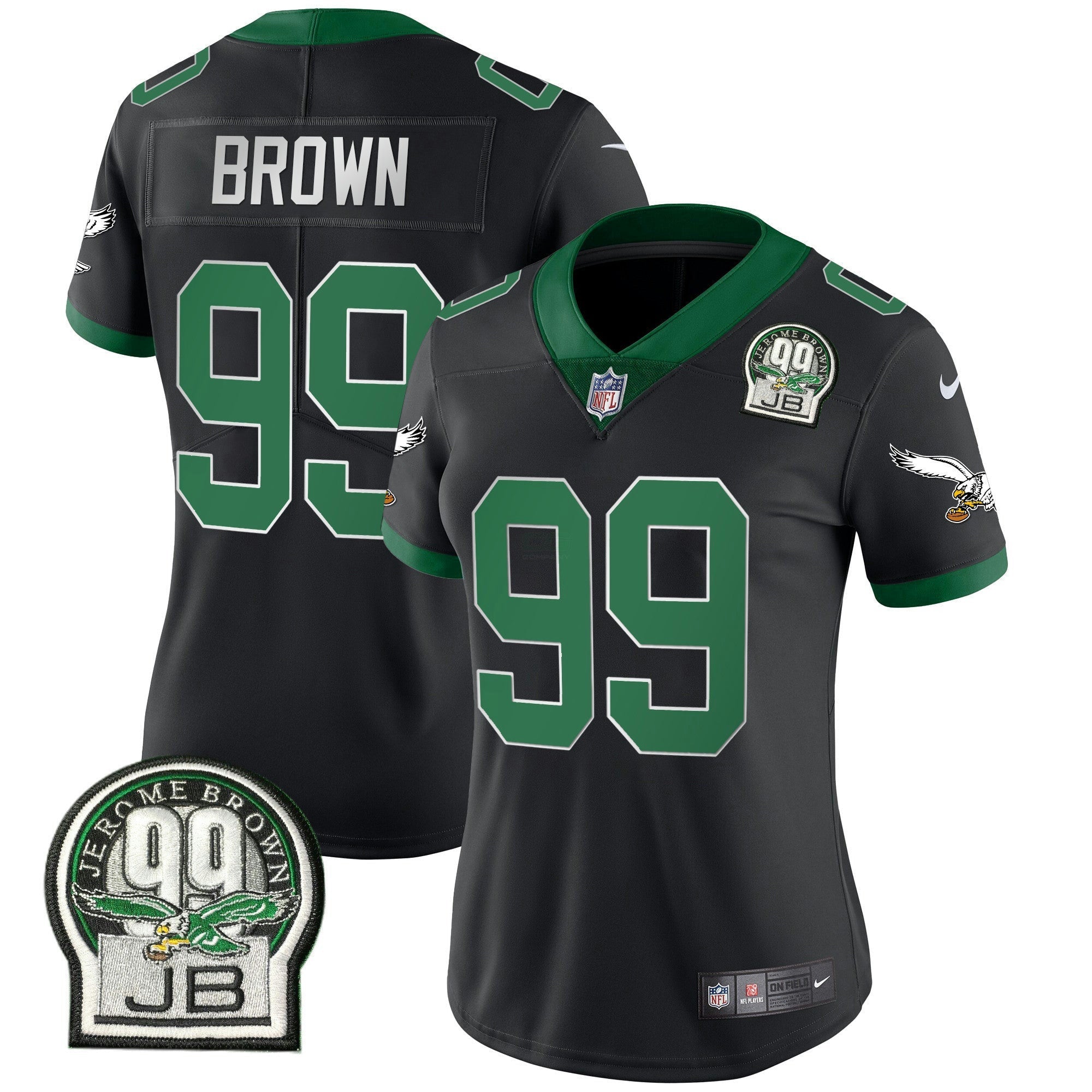 Camisa NFL Women’s Jerome Brown Retired Patch Dourada & Kelly Jersey