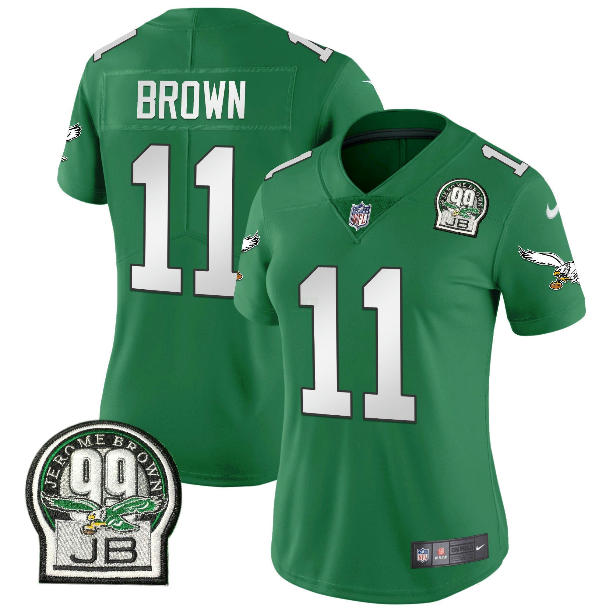 Camisa NFL Women’s Jerome Brown Retired Patch Dourada & Kelly Jersey