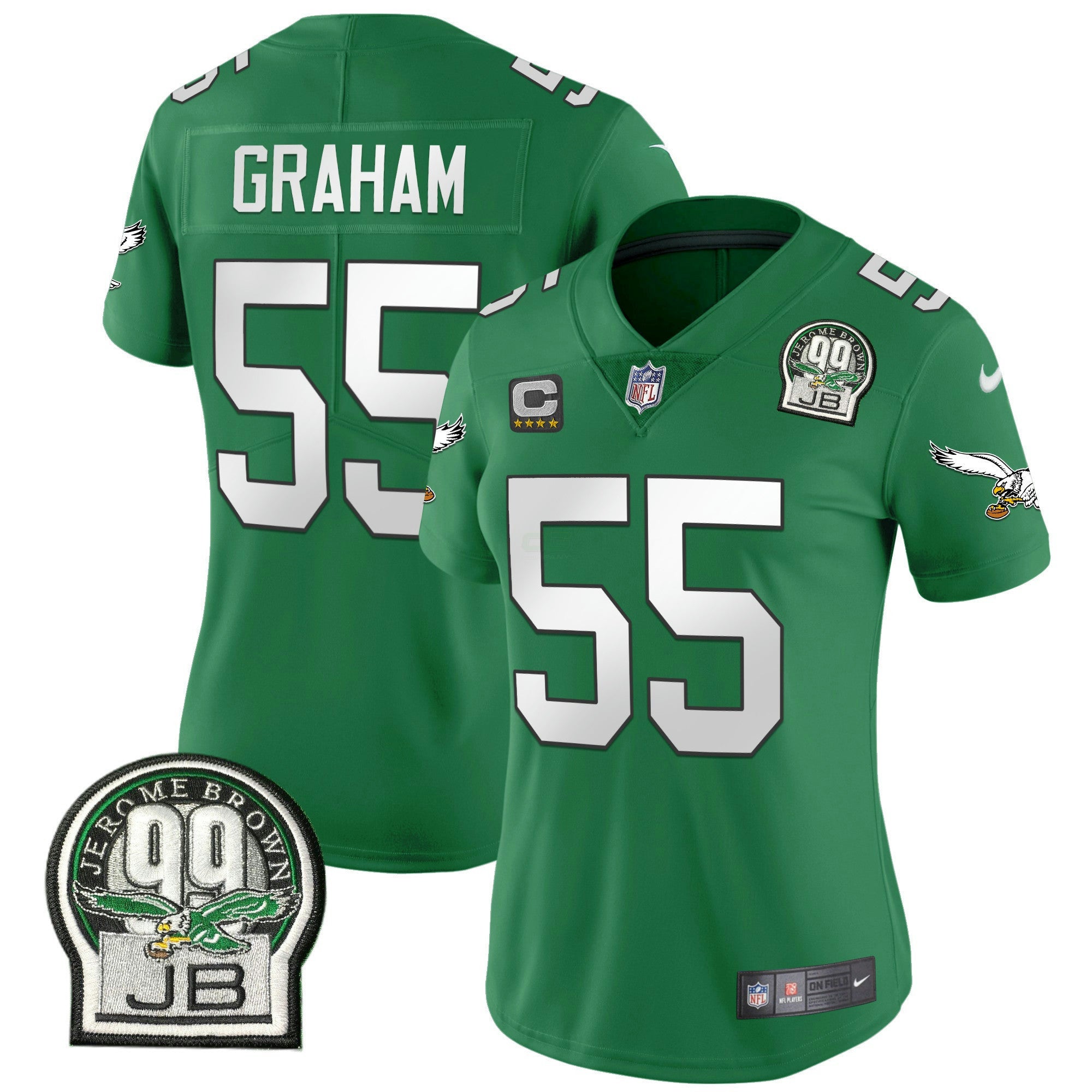 Camisa NFL Women’s Jerome Brown Retired Patch Dourada & Kelly Jersey