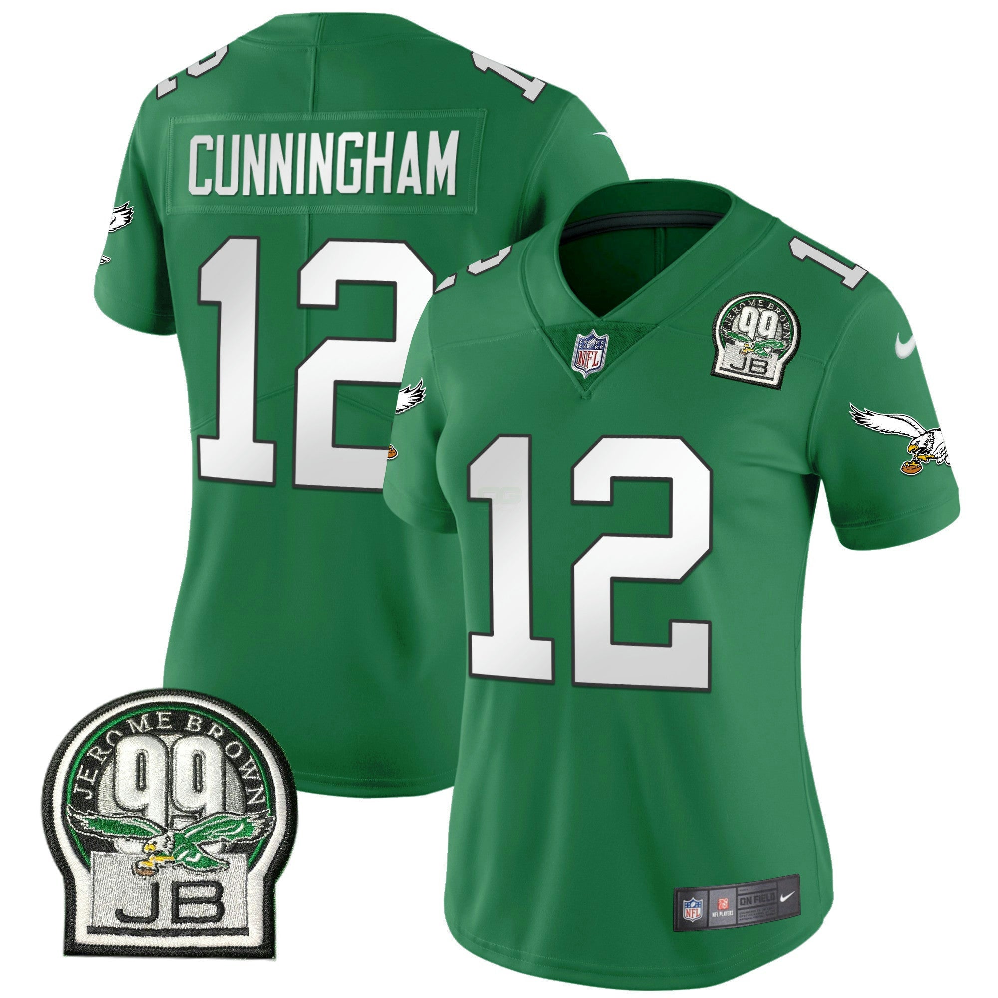 Camisa NFL Women’s Jerome Brown Retired Patch Dourada & Kelly Jersey