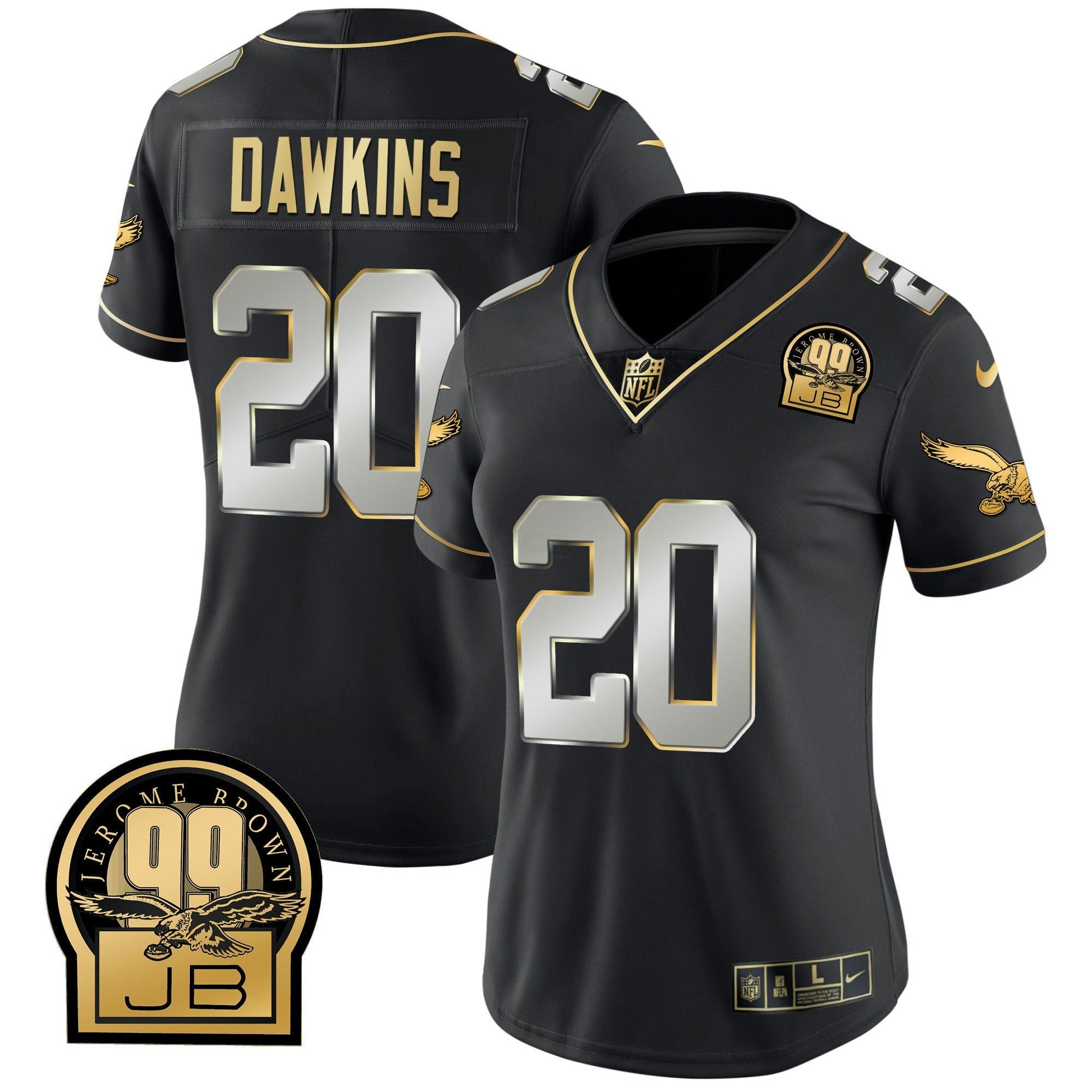 Camisa NFL Women’s Jerome Brown Retired Patch Dourada & Kelly Jersey