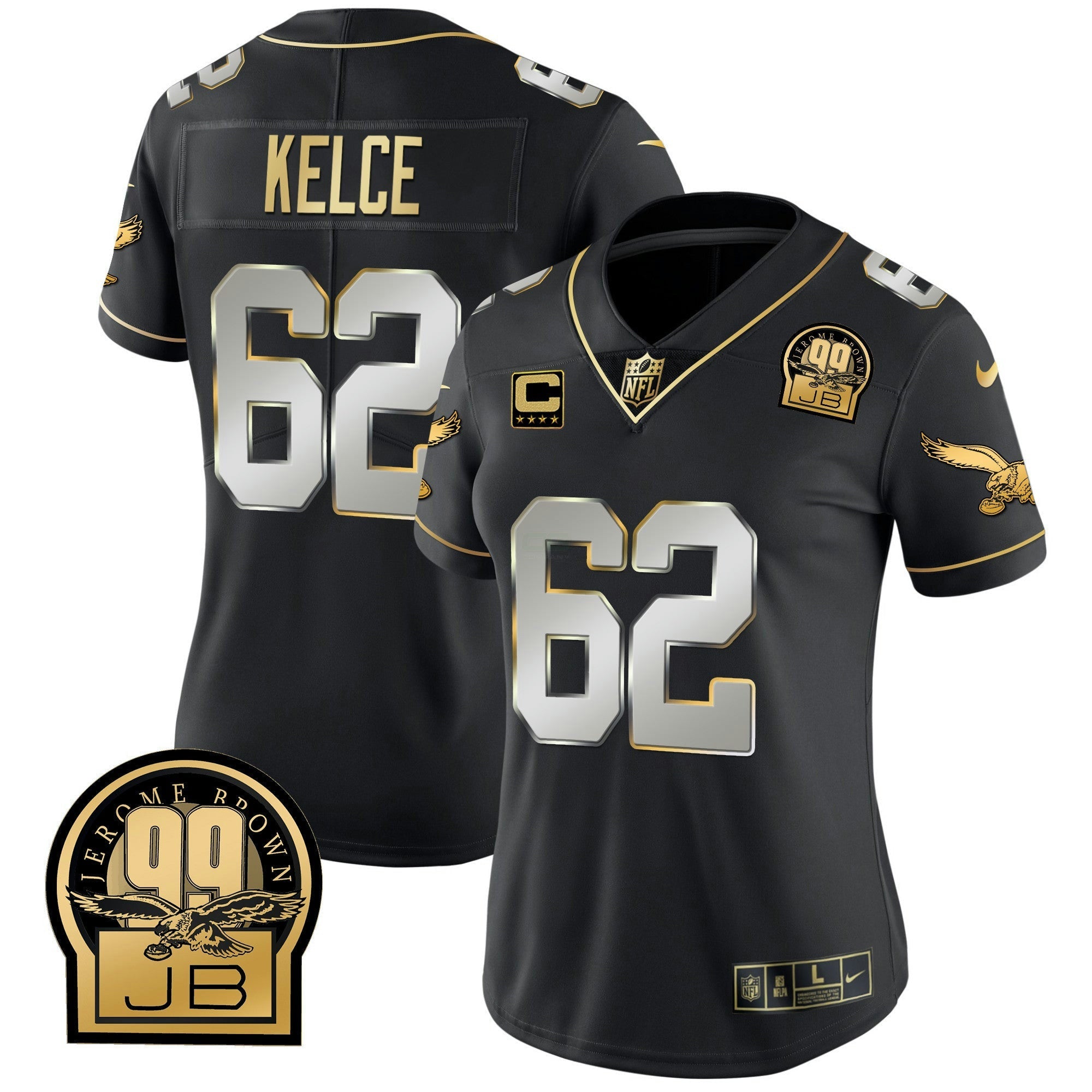 Camisa NFL Women’s Jerome Brown Retired Patch Dourada & Kelly Jersey