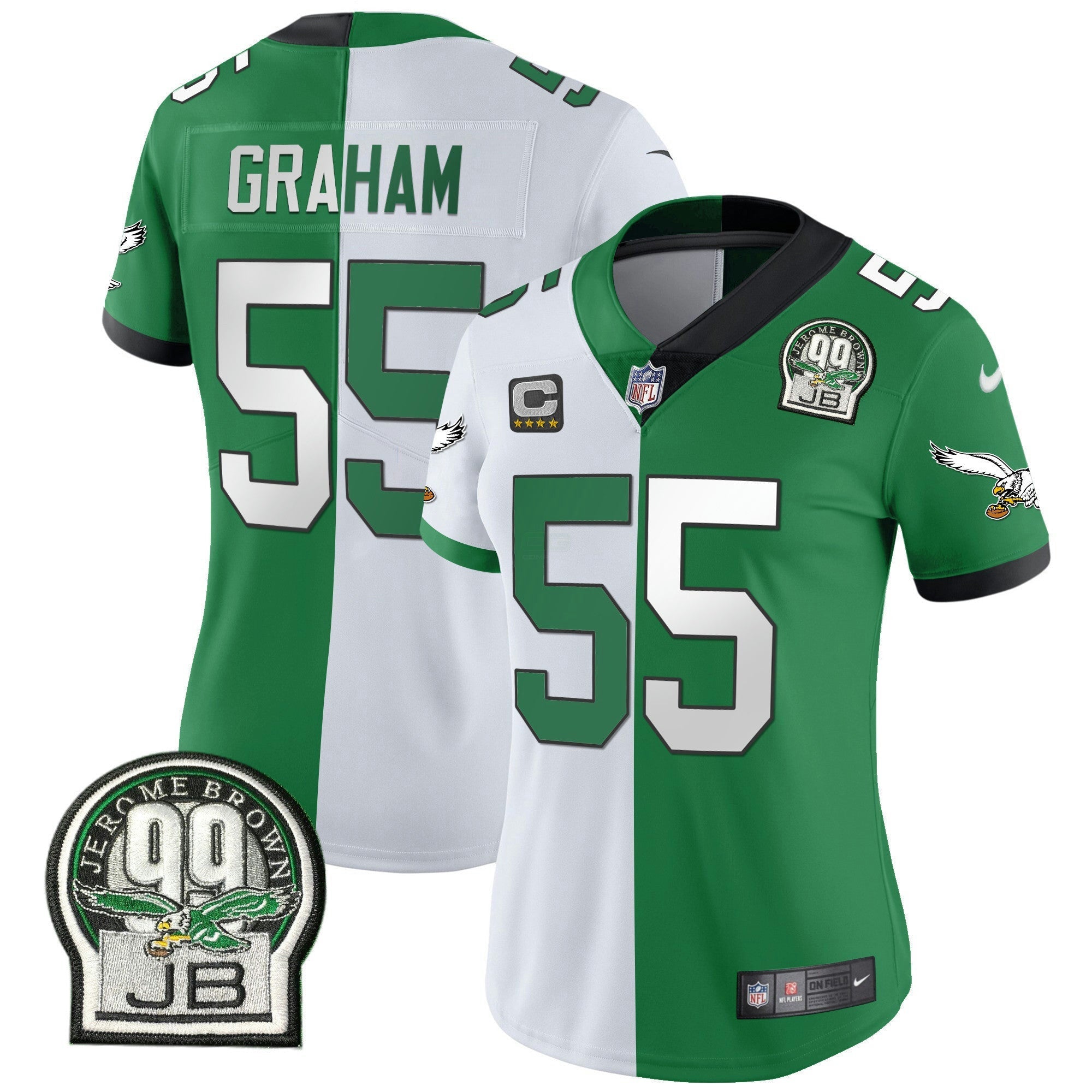 Camisa NFL Women’s Jerome Brown Retired Patch Dourada & Kelly Jersey