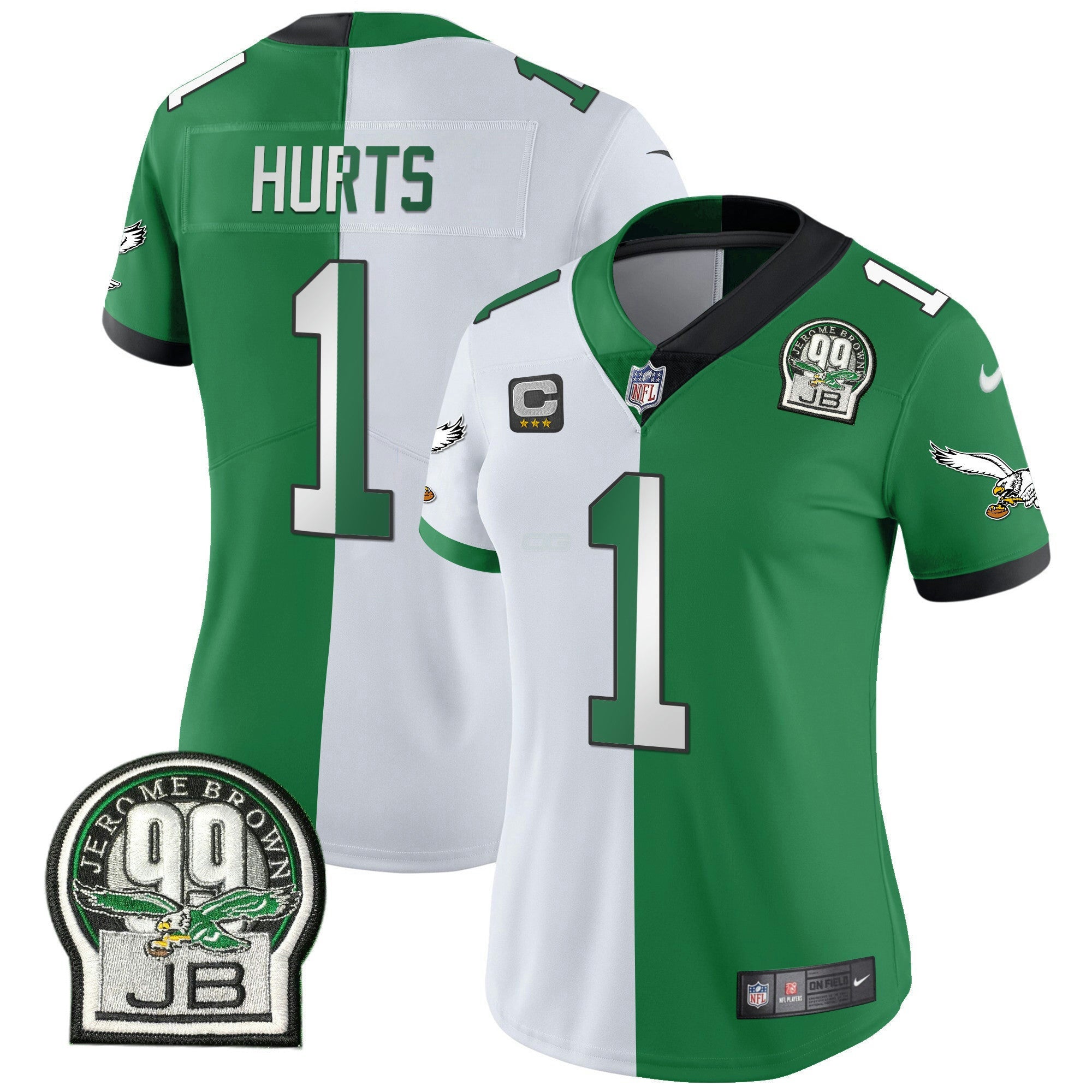 Camisa NFL Women’s Jerome Brown Retired Patch Dourada & Kelly Jersey