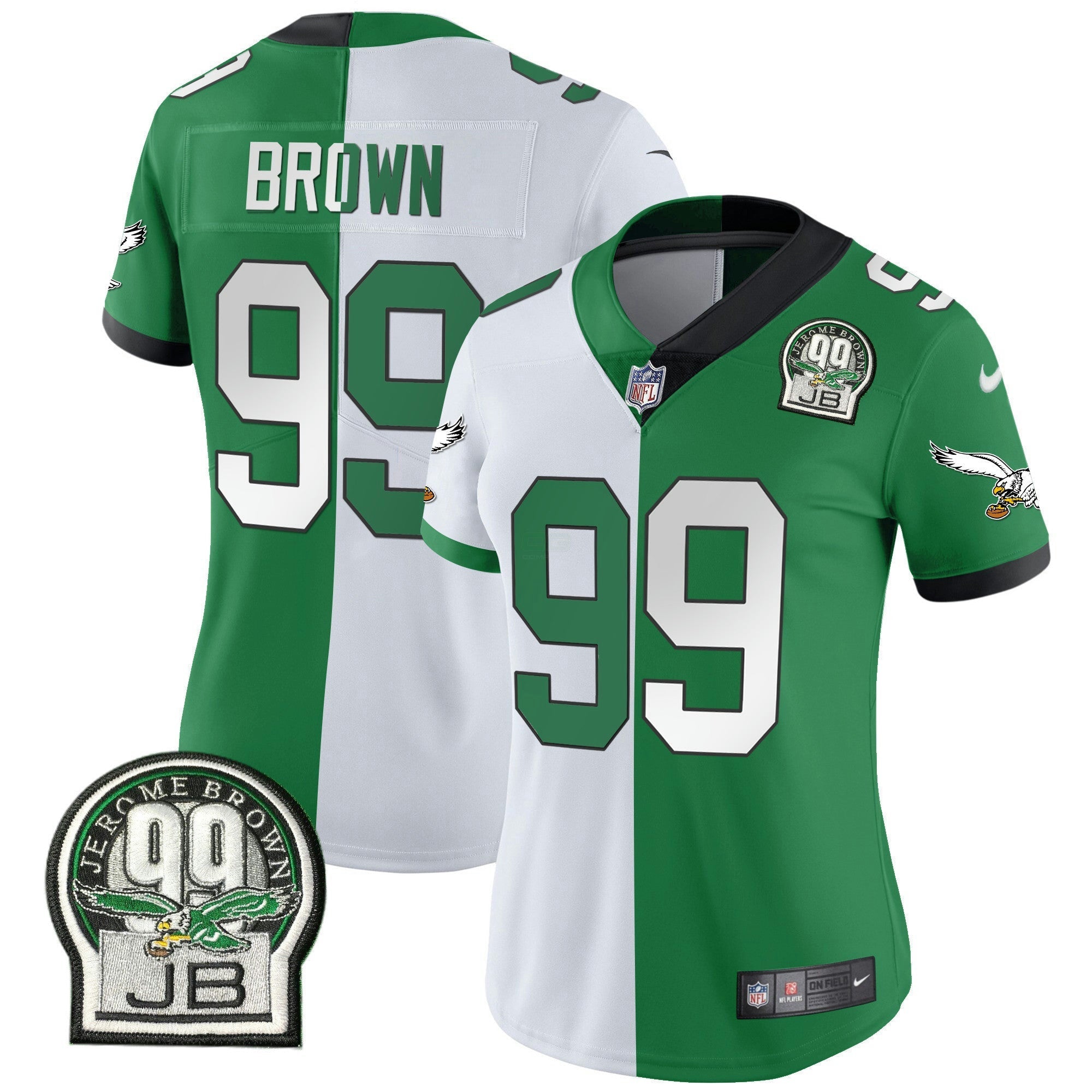 Camisa NFL Women’s Jerome Brown Retired Patch Dourada & Kelly Jersey