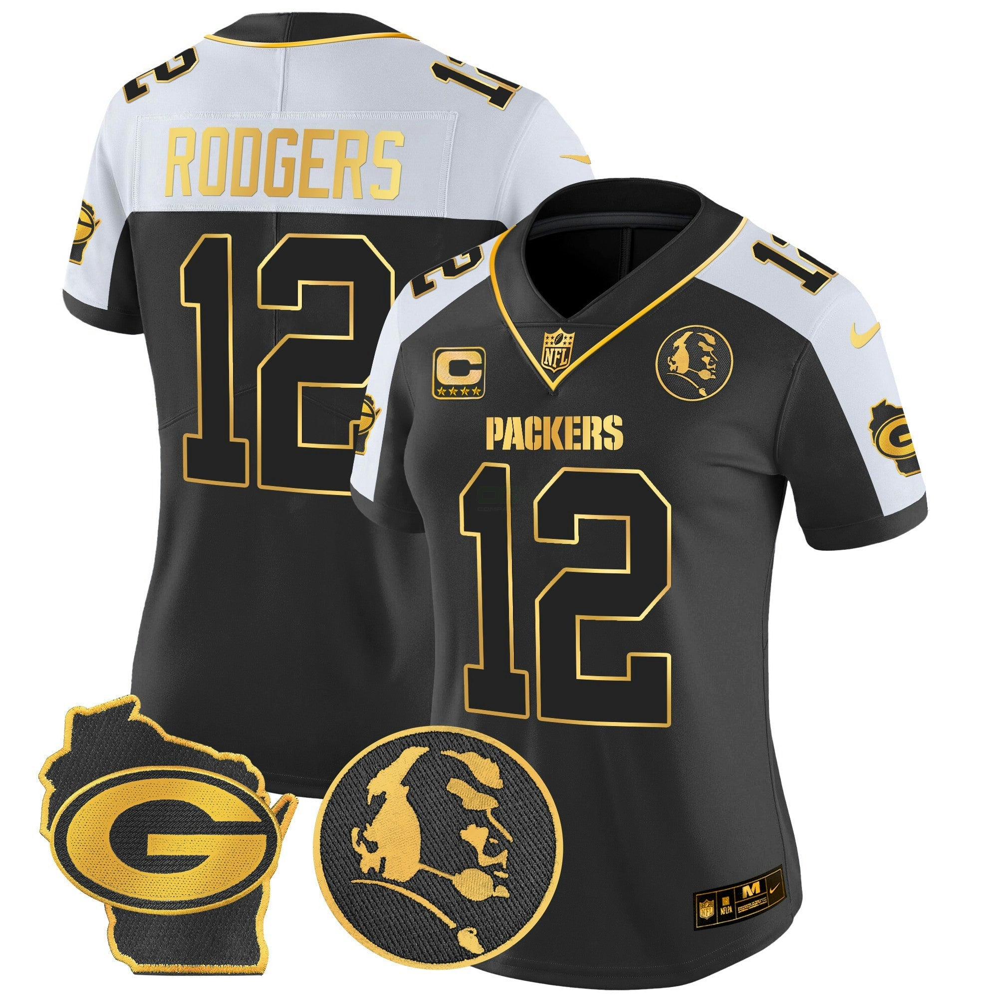 Camisa NFL Women’s John Madden & Home Patch Dourada Vapor Limited Jersey