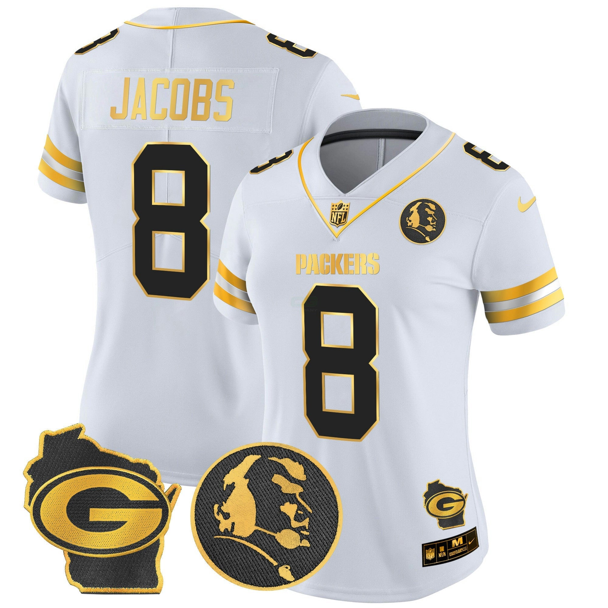Camisa NFL Women’s John Madden & Home Patch Dourada Vapor Limited Jersey