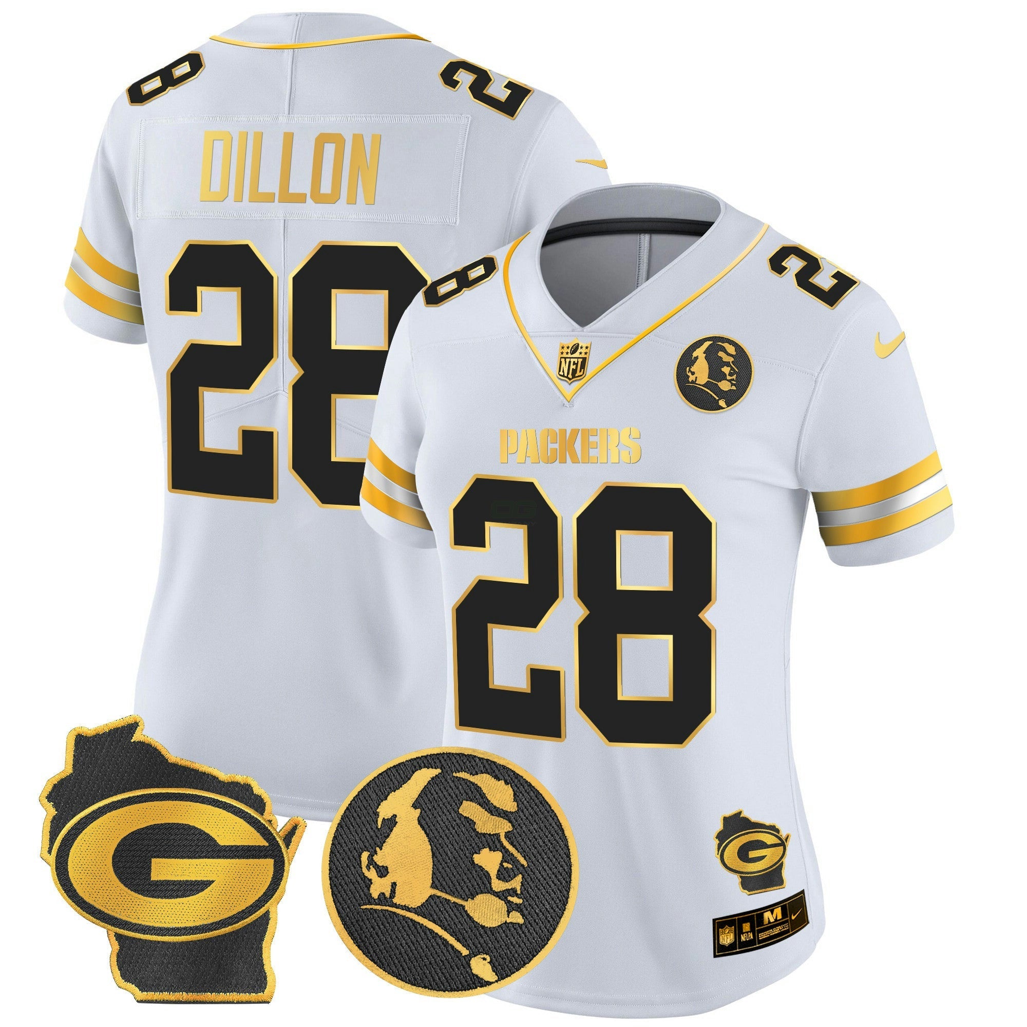 Camisa NFL Women’s John Madden & Home Patch Dourada Vapor Limited Jersey