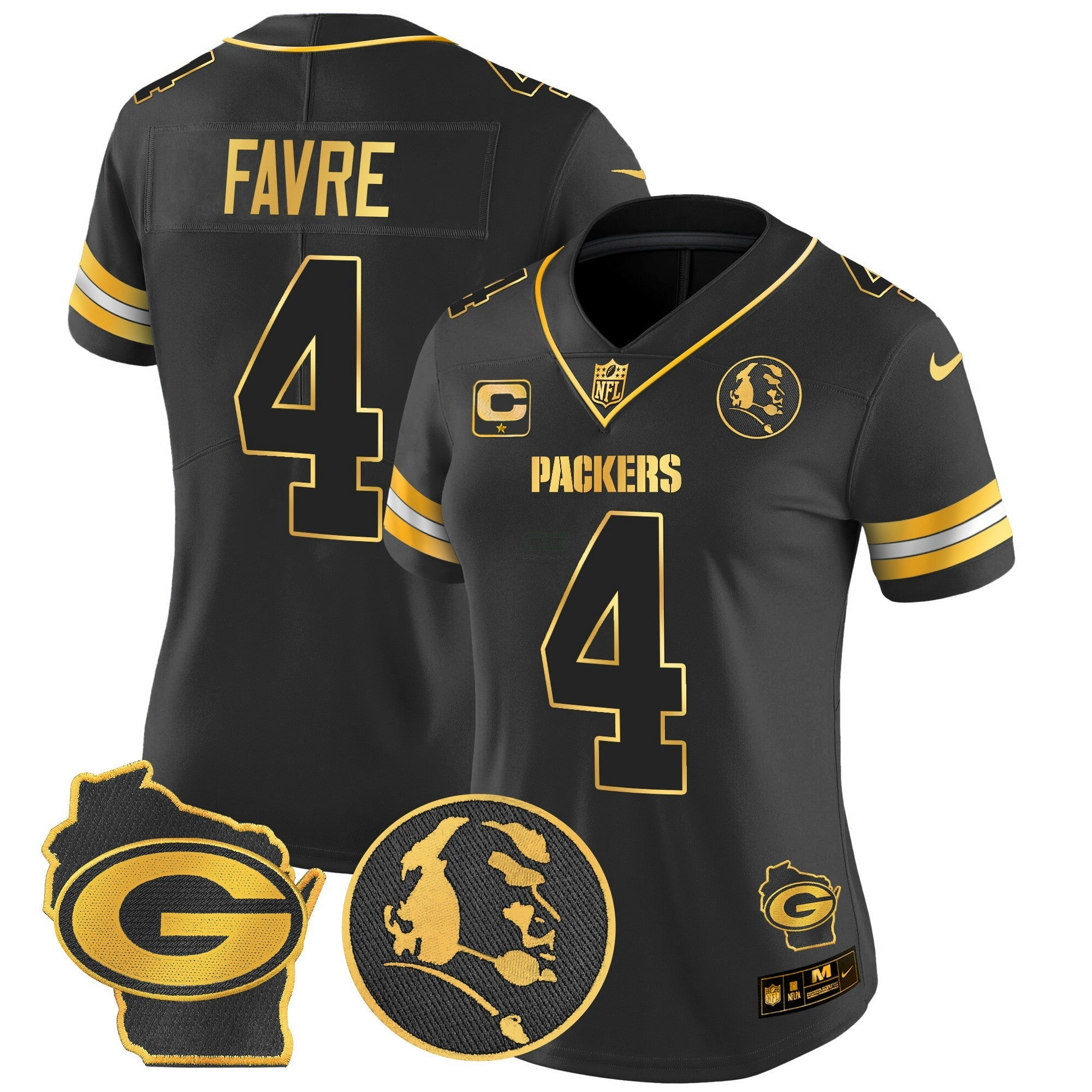Camisa NFL Women’s John Madden & Home Patch Dourada Vapor Limited Jersey