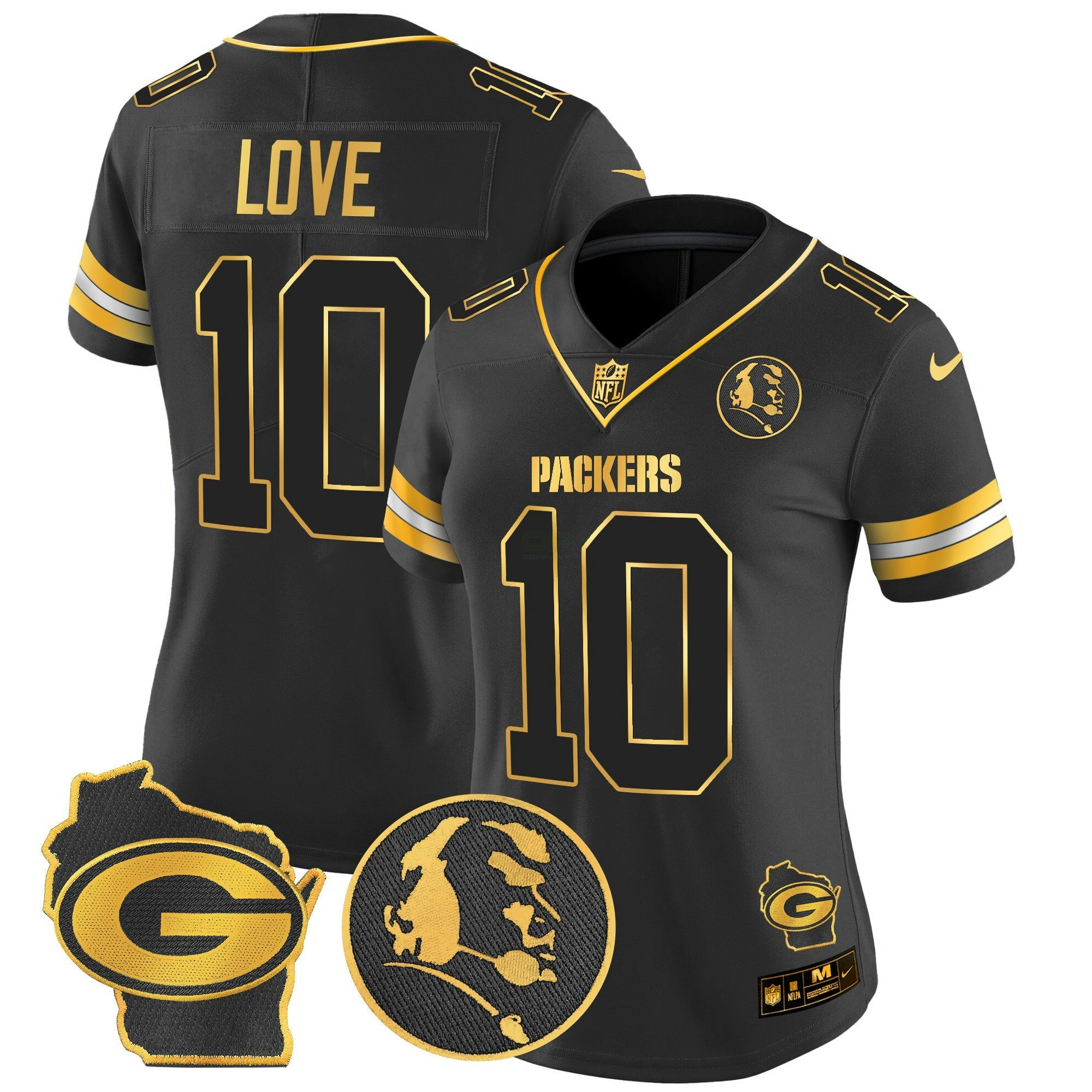 Camisa NFL Women’s John Madden & Home Patch Dourada Vapor Limited Jersey