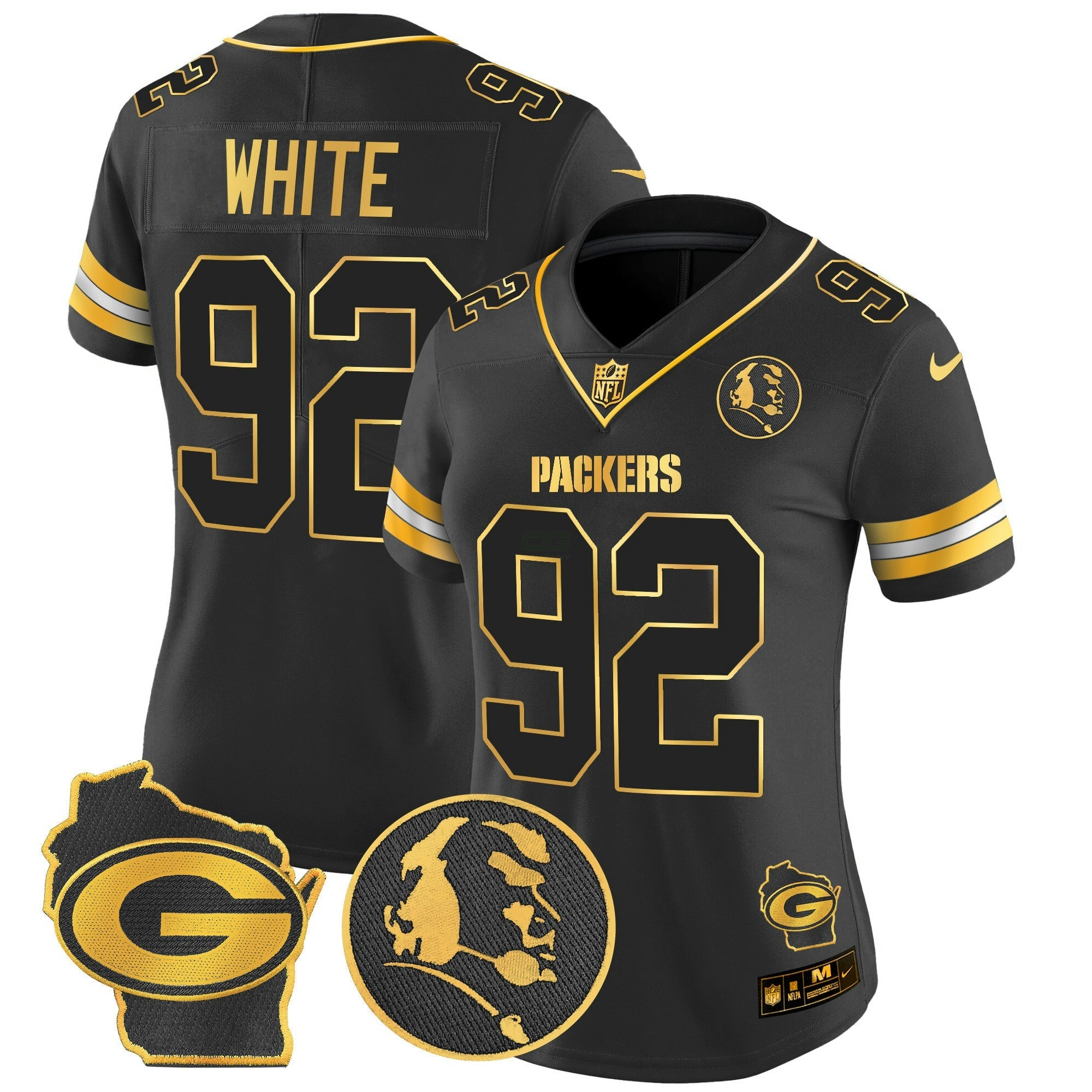 Camisa NFL Women’s John Madden & Home Patch Dourada Vapor Limited Jersey