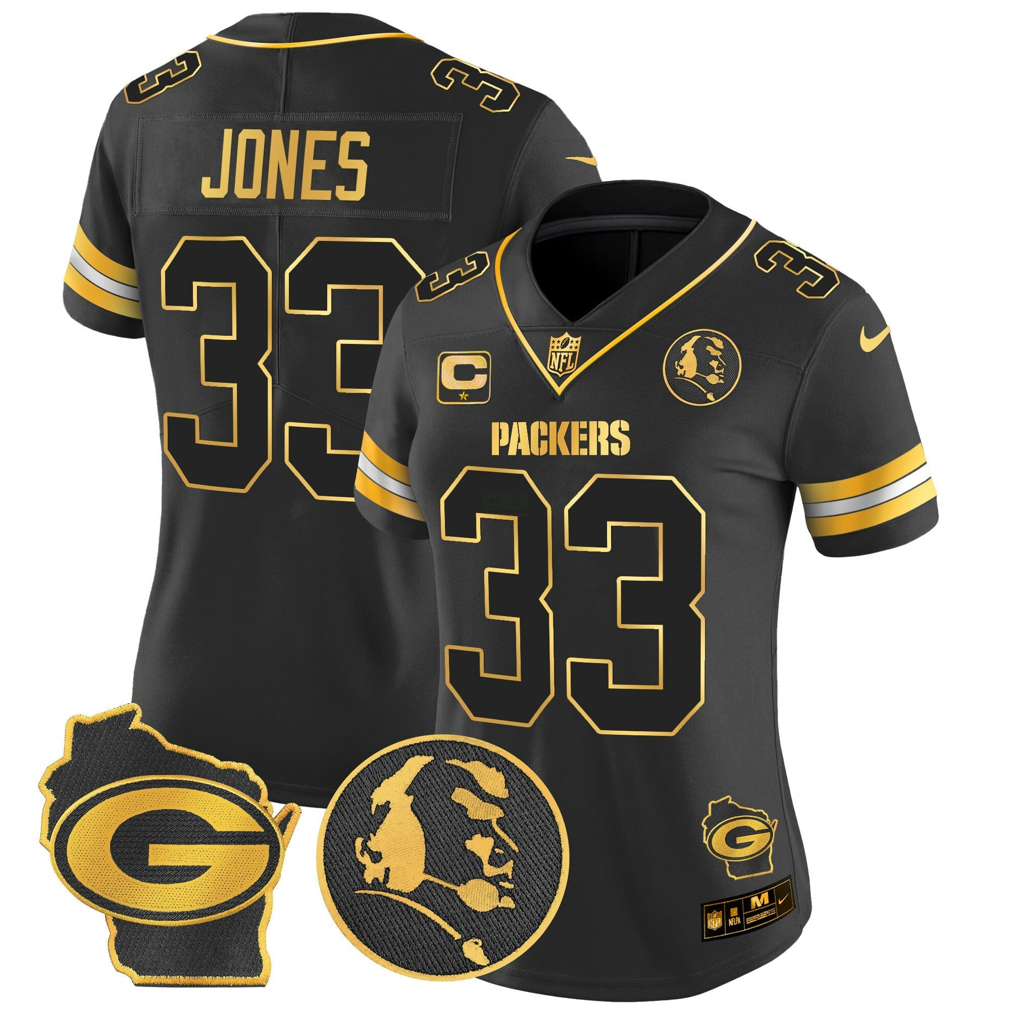 Camisa NFL Women’s John Madden & Home Patch Dourada Vapor Limited Jersey
