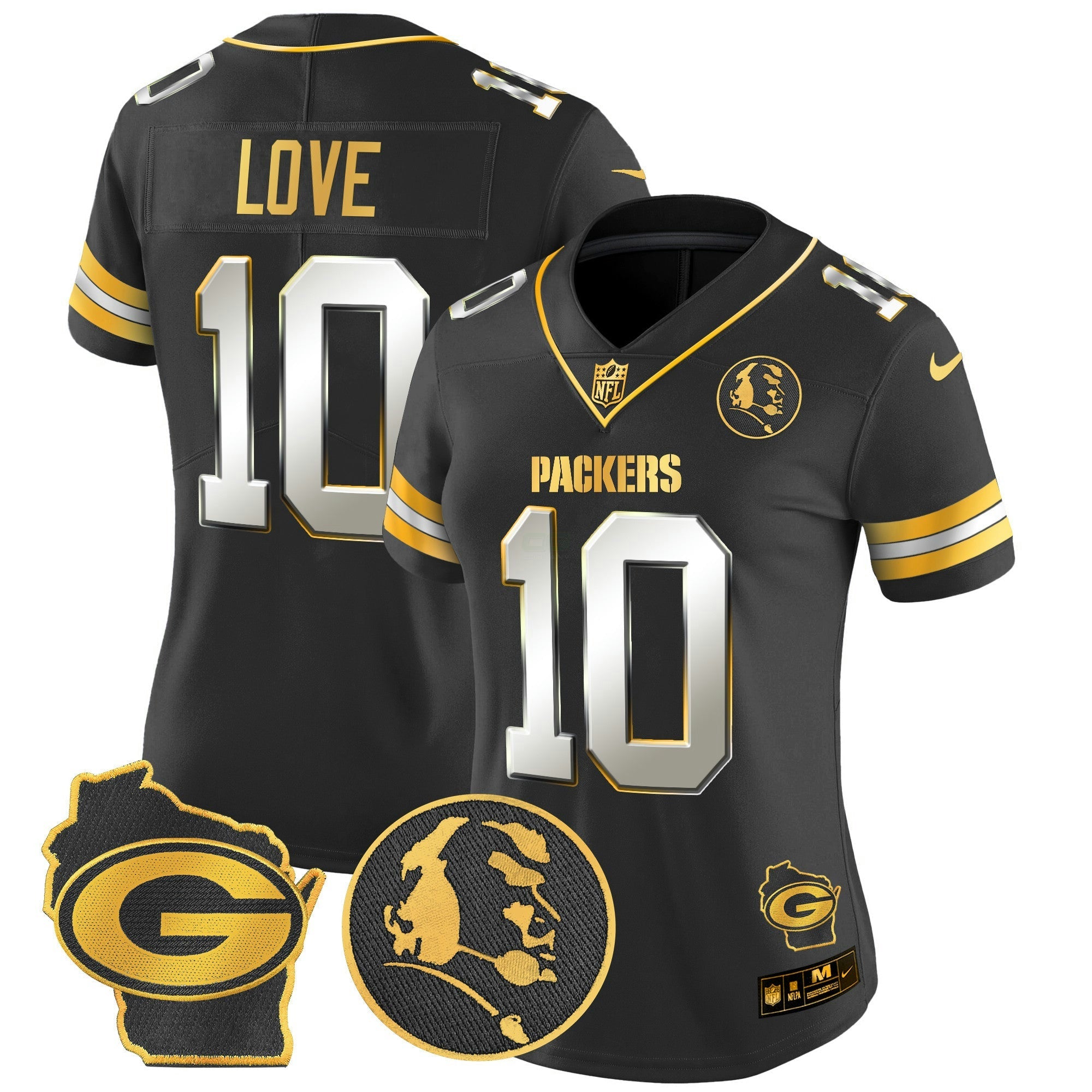 Camisa NFL Women’s John Madden & Home Patch Dourada Vapor Limited Jersey