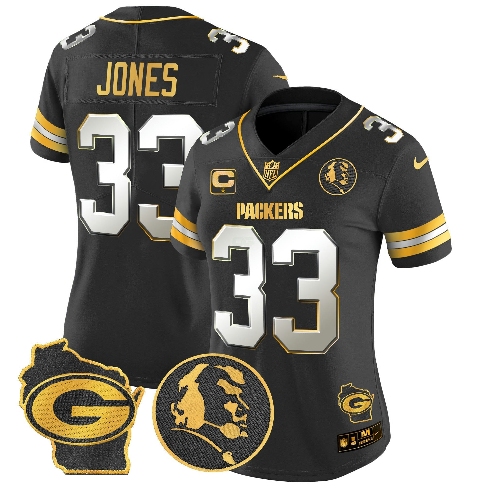 Camisa NFL Women’s John Madden & Home Patch Dourada Vapor Limited Jersey