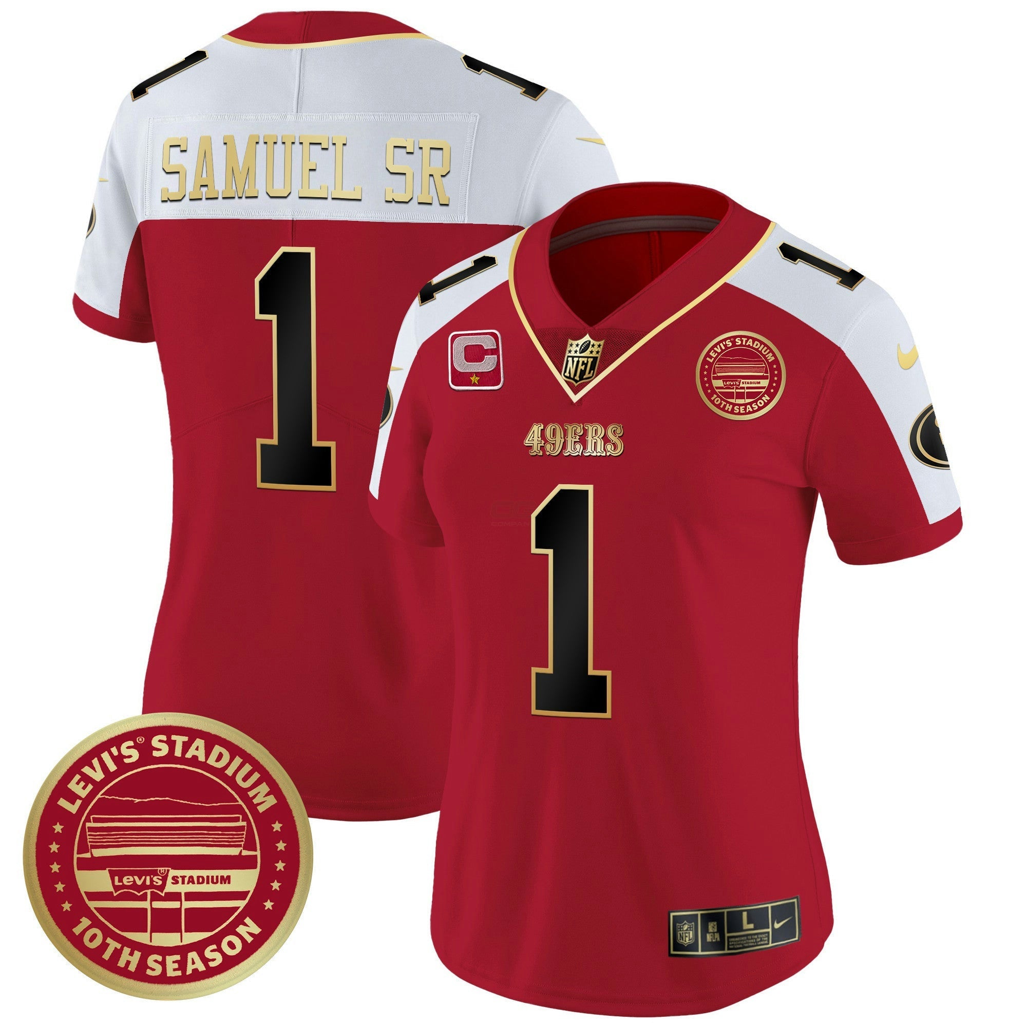Camisa NFL Women’s Levi’S Stadium 10th Season Patch Vapor Limited Jersey