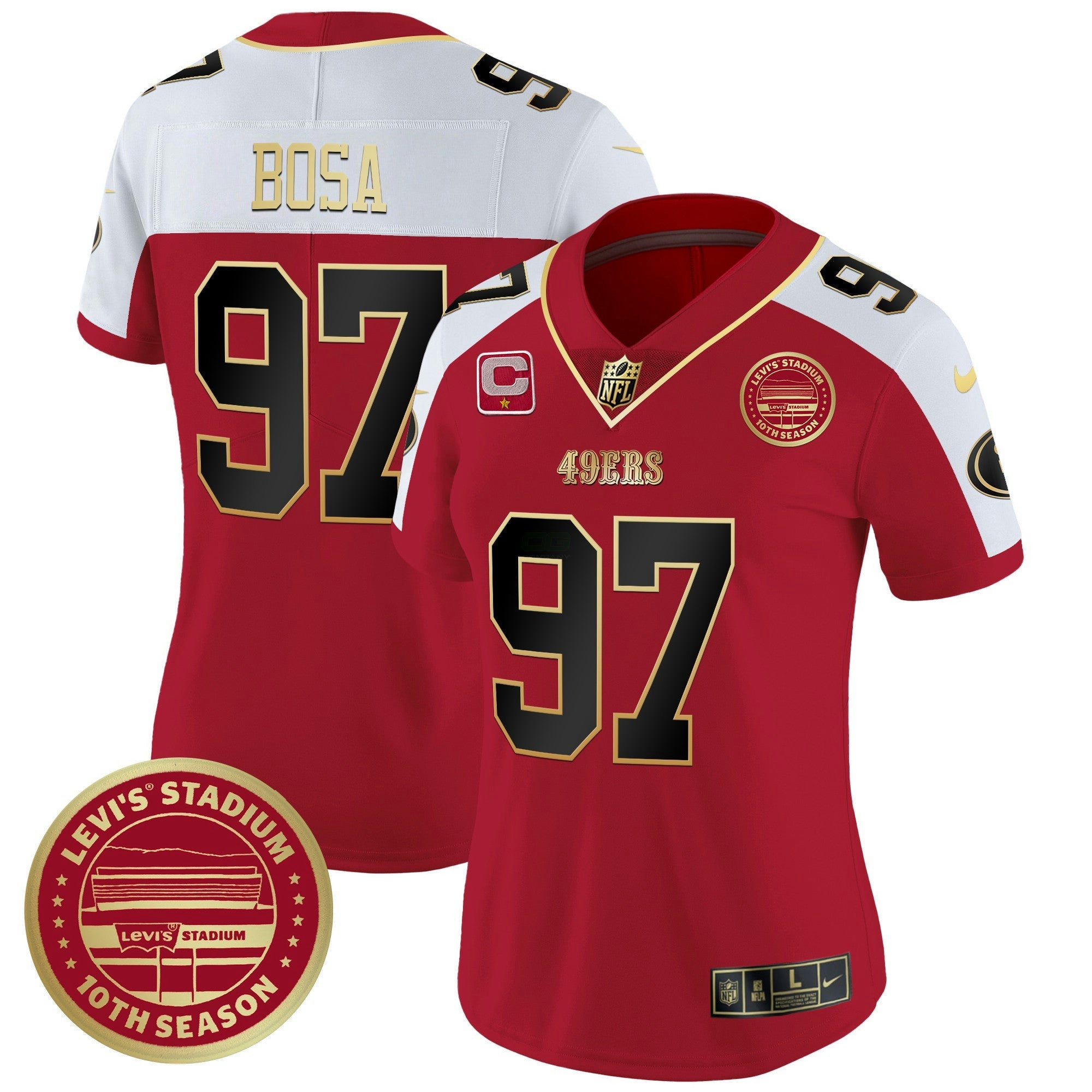 Camisa NFL Women’s Levi’S Stadium 10th Season Patch Vapor Limited Jersey