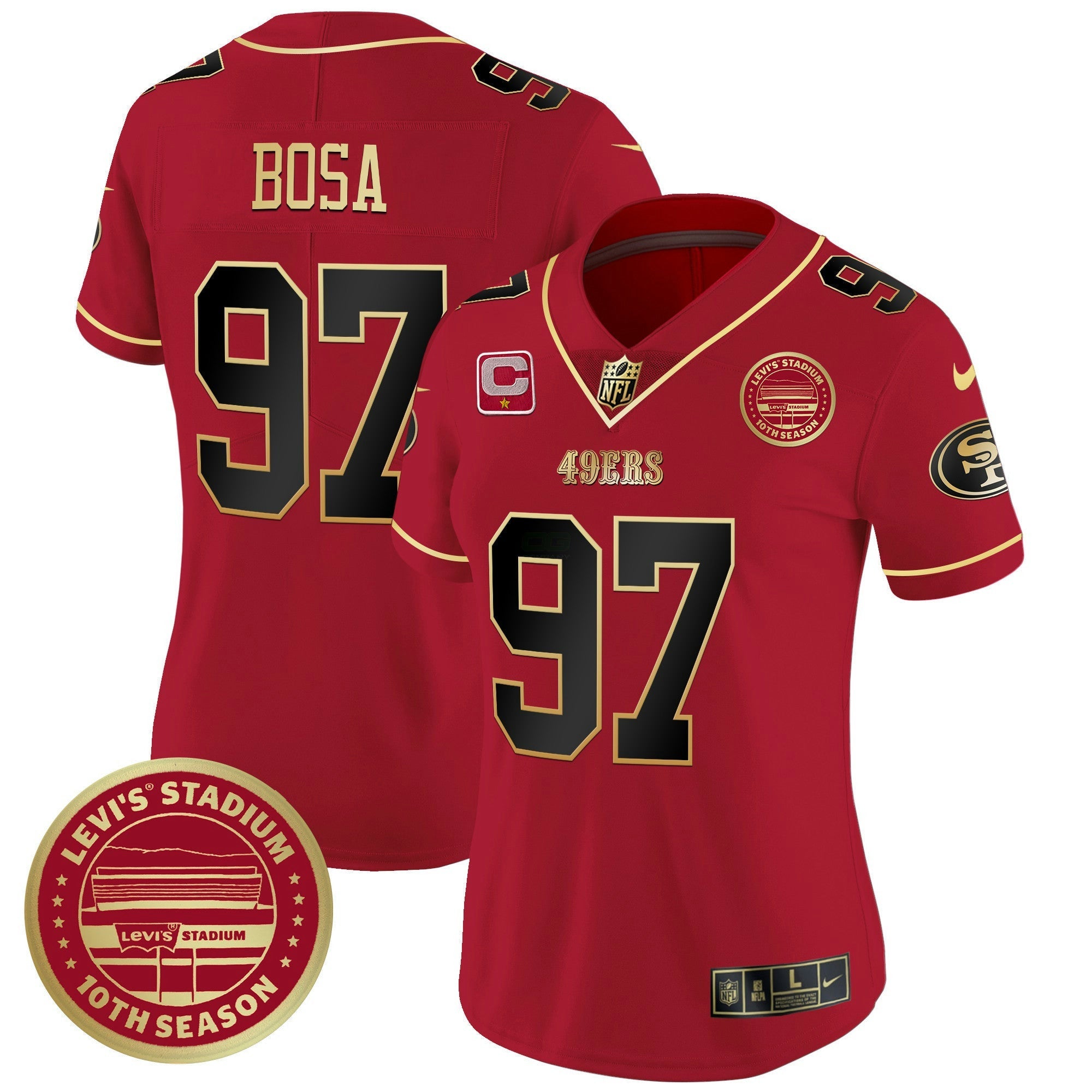 Camisa NFL Women’s Levi’S Stadium 10th Season Patch Vapor Limited Jersey