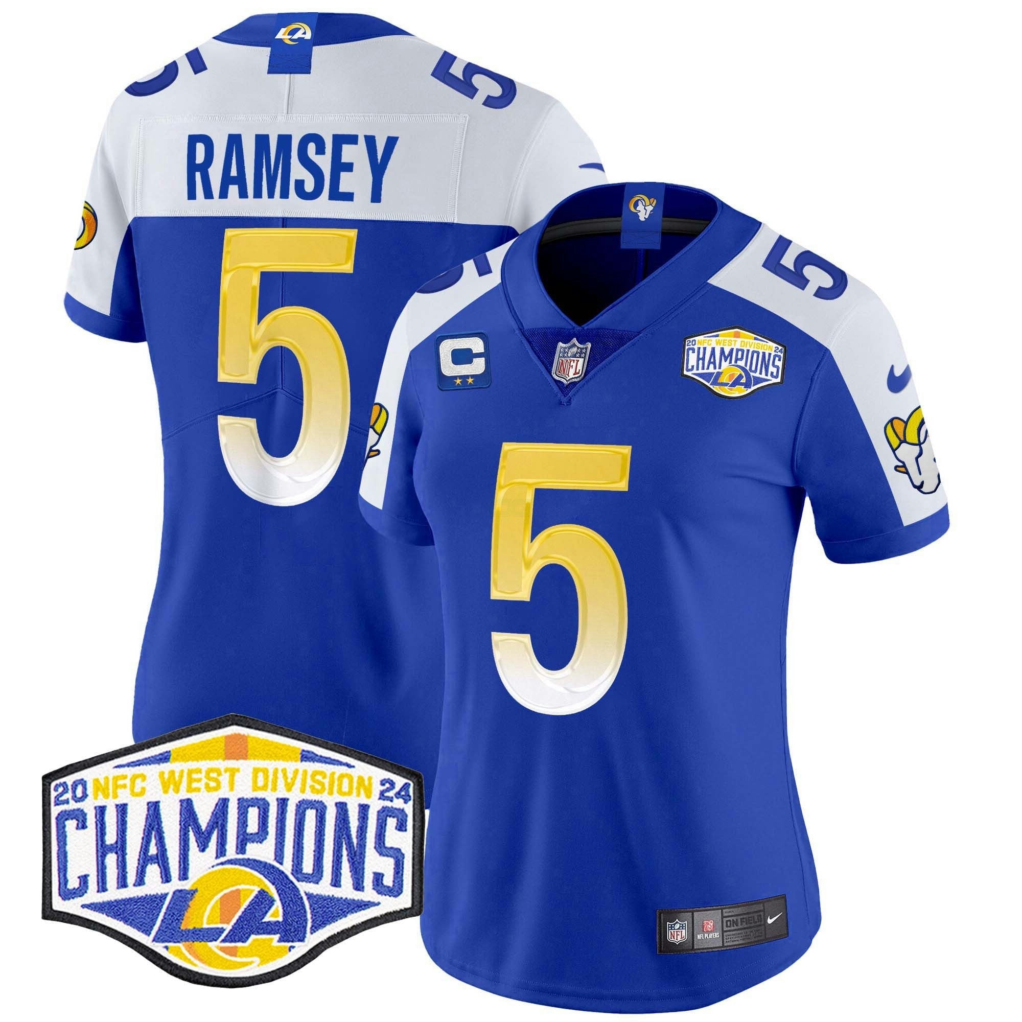 Camisa NFL Women’s Los Angeles 2024 NFC West Division Champions Vapor Limited Jersey