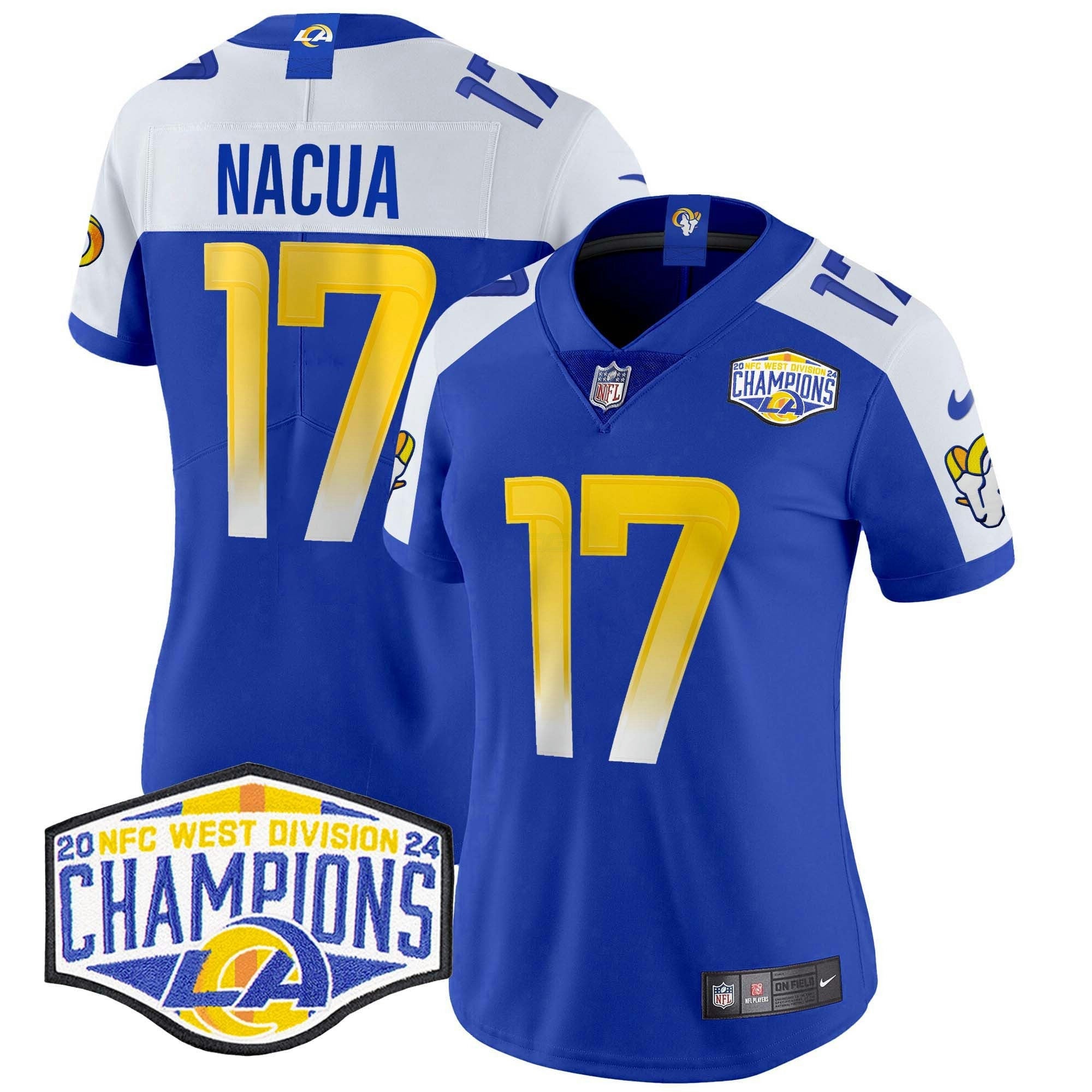 Camisa NFL Women’s Los Angeles 2024 NFC West Division Champions Vapor Limited Jersey