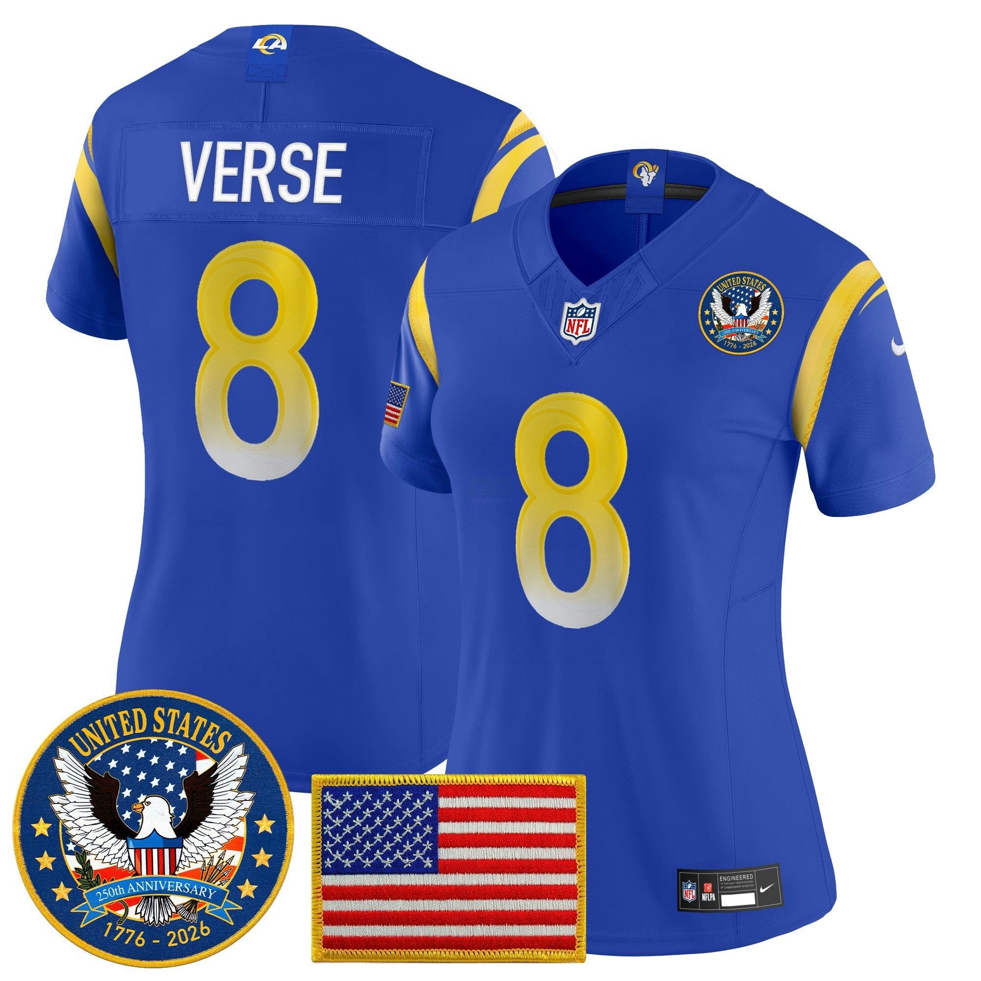 Camisa NFL Women’s Los Angeles 2025 “United States 250th Anniversary Patch” Vapor Limited Jersey