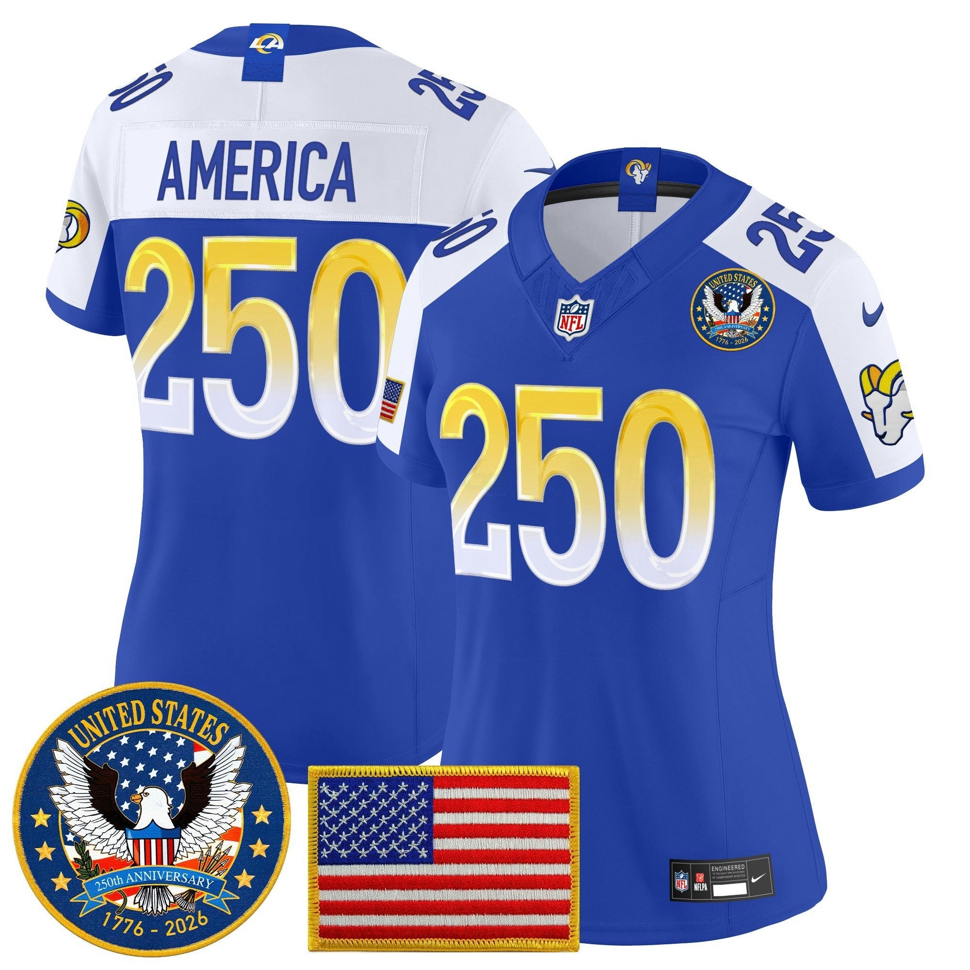 Camisa NFL Women’s Los Angeles 2025 “United States 250th Anniversary Patch” Vapor Limited Jersey
