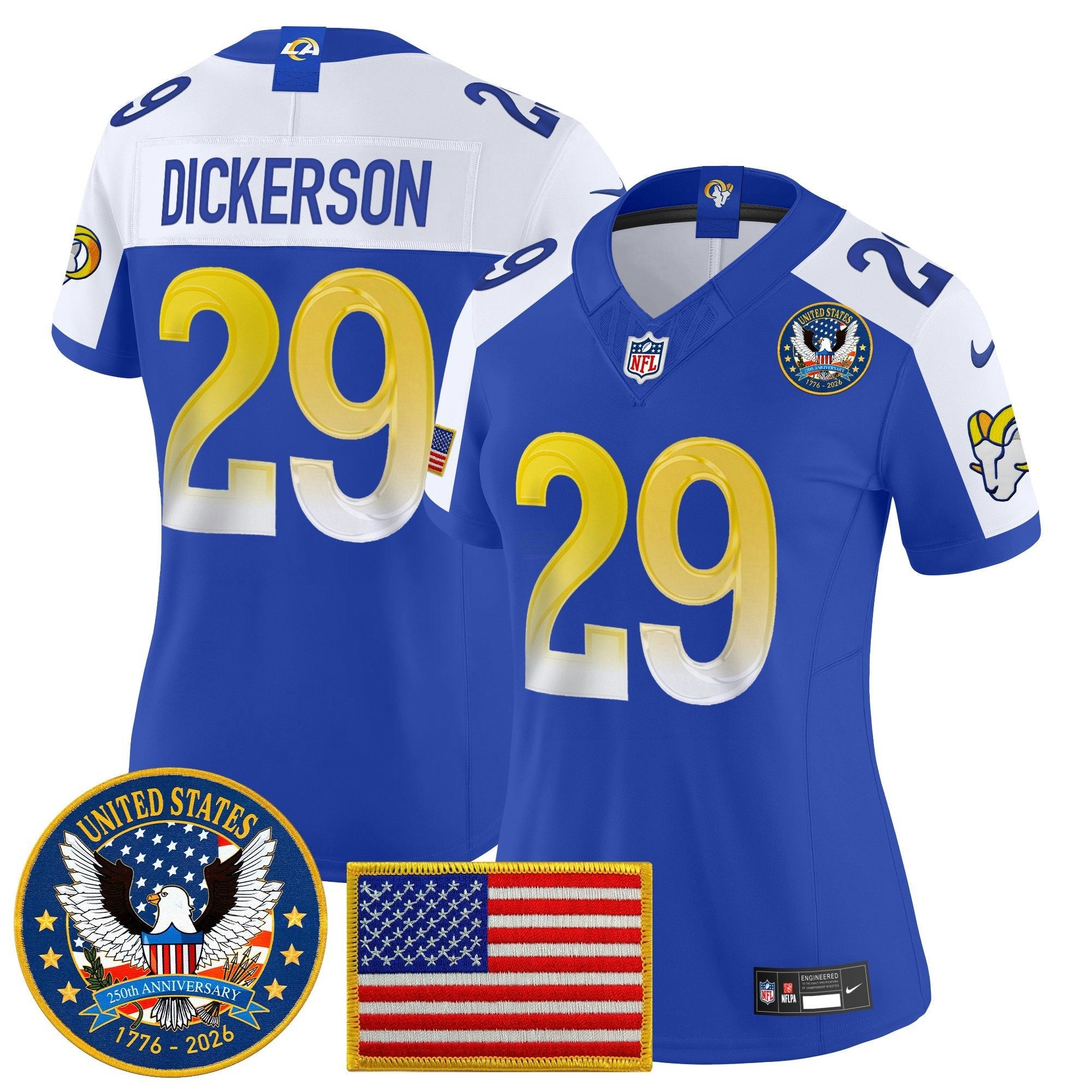 Camisa NFL Women’s Los Angeles 2025 “United States 250th Anniversary Patch” Vapor Limited Jersey