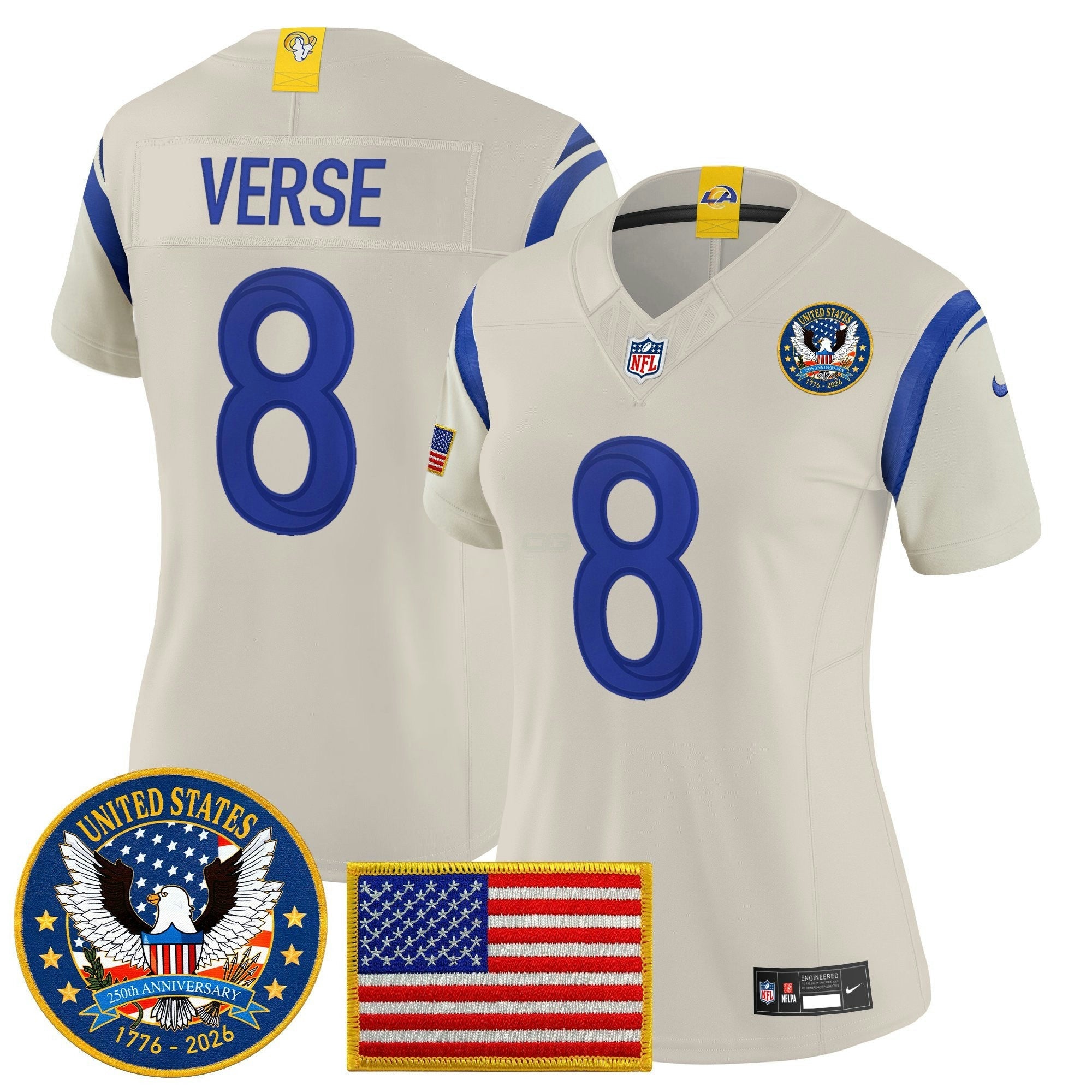 Camisa NFL Women’s Los Angeles 2025 “United States 250th Anniversary Patch” Vapor Limited Jersey
