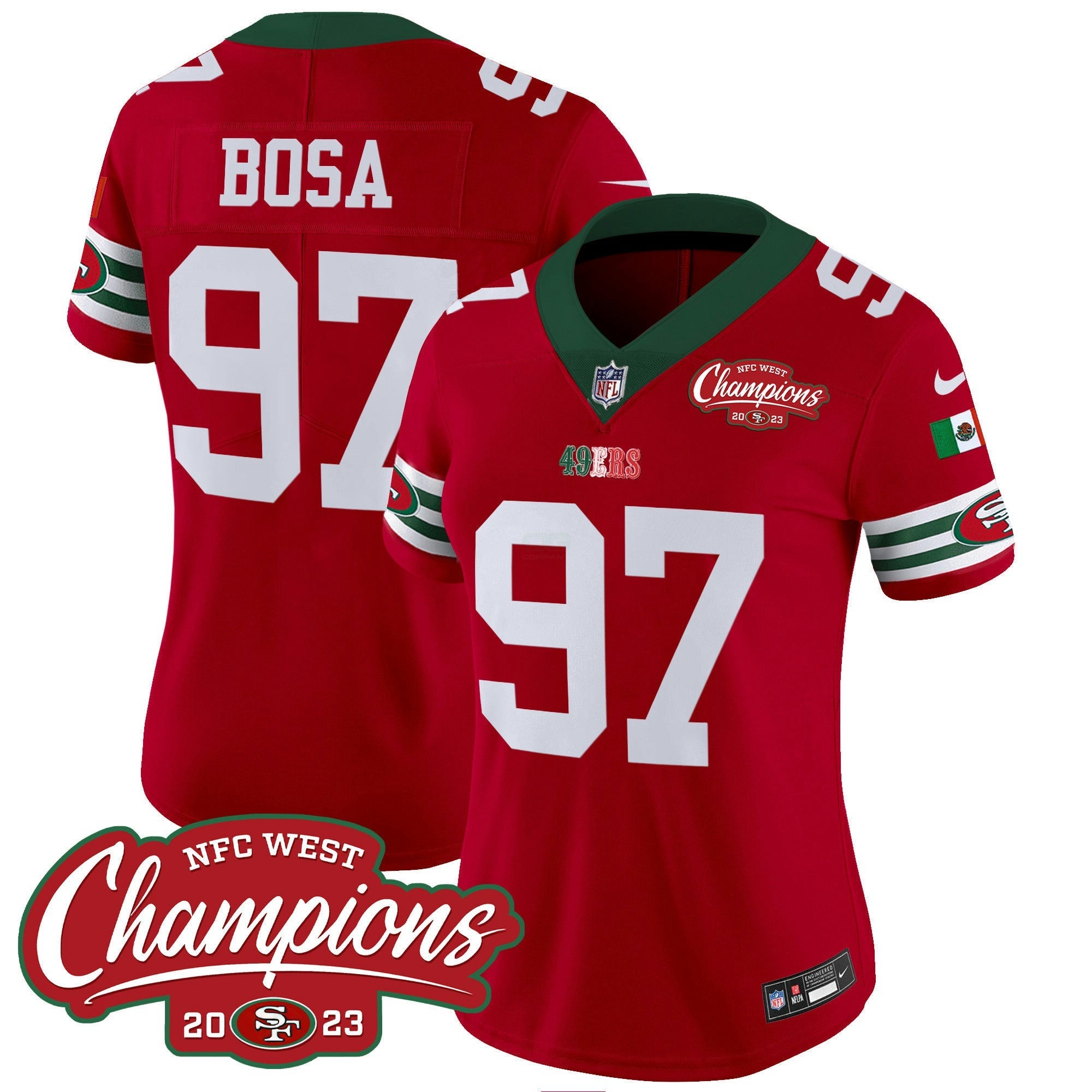 Camisa NFL Women’s Mexico 2023 NFC West Champions Patch Vapor Jersey