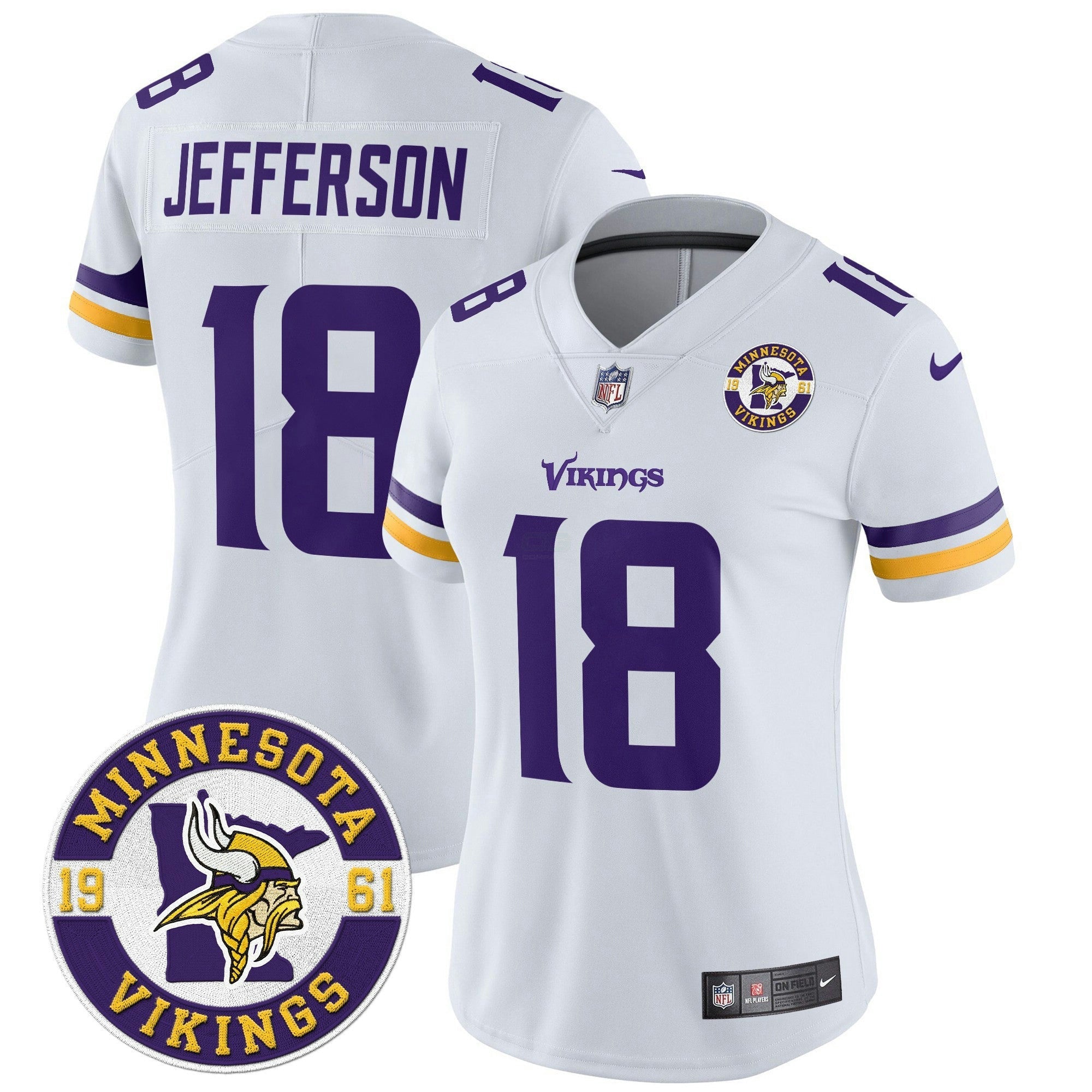 Camisa NFL Women’s Minnesota 2024 Vapor Limited Jersey V2 – Est. 1961 Patch