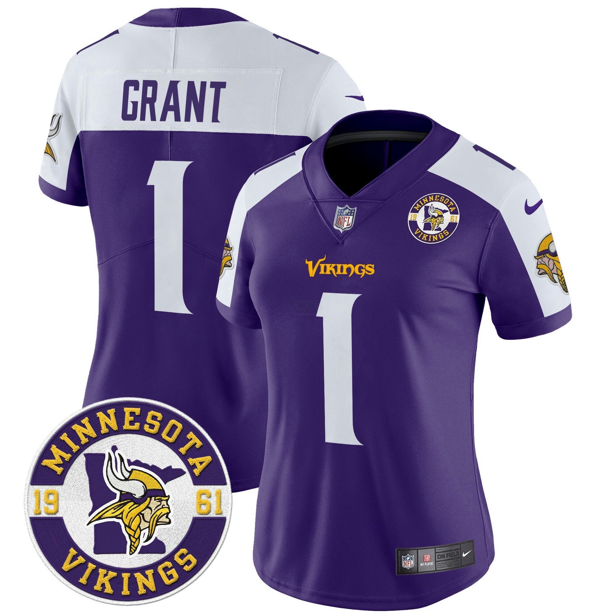 Camisa NFL Women’s Minnesota 2024 Vapor Limited Jersey V2 – Est. 1961 Patch