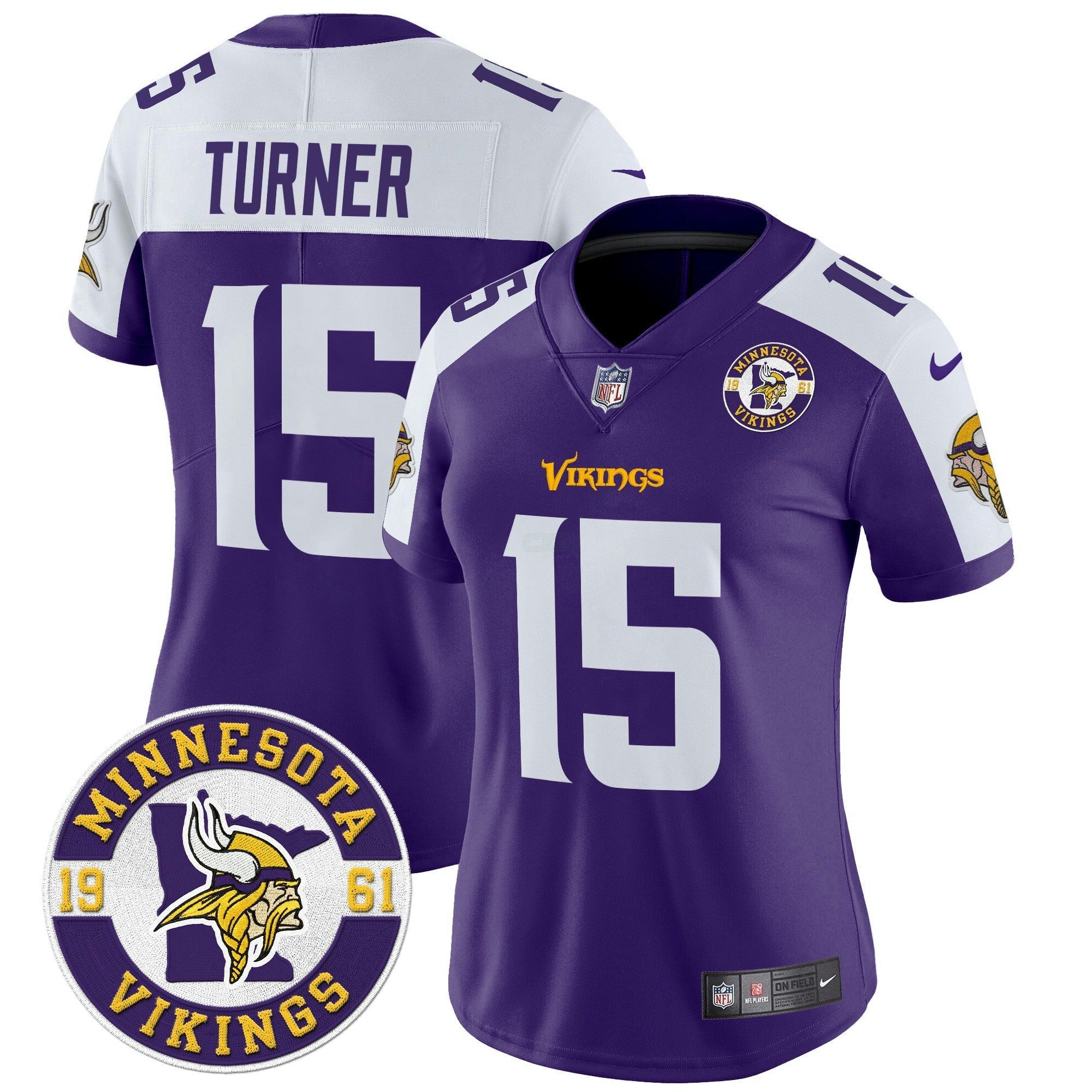 Camisa NFL Women’s Minnesota 2024 Vapor Limited Jersey V2 – Est. 1961 Patch