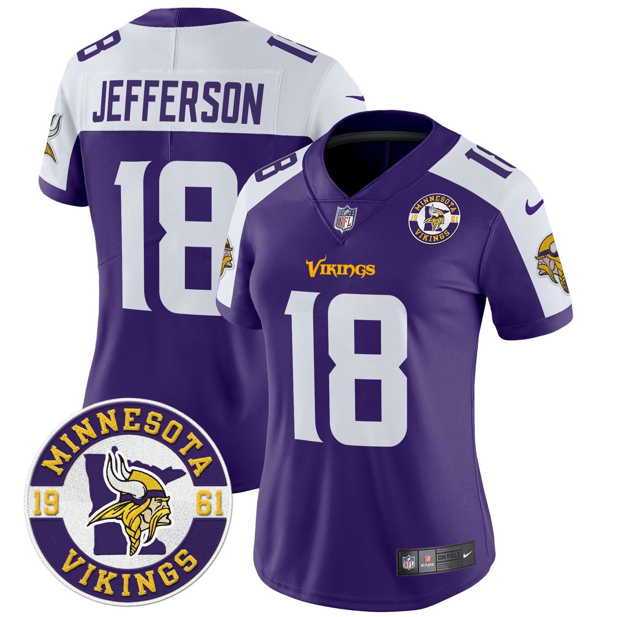 Camisa NFL Women’s Minnesota 2024 Vapor Limited Jersey V2 – Est. 1961 Patch