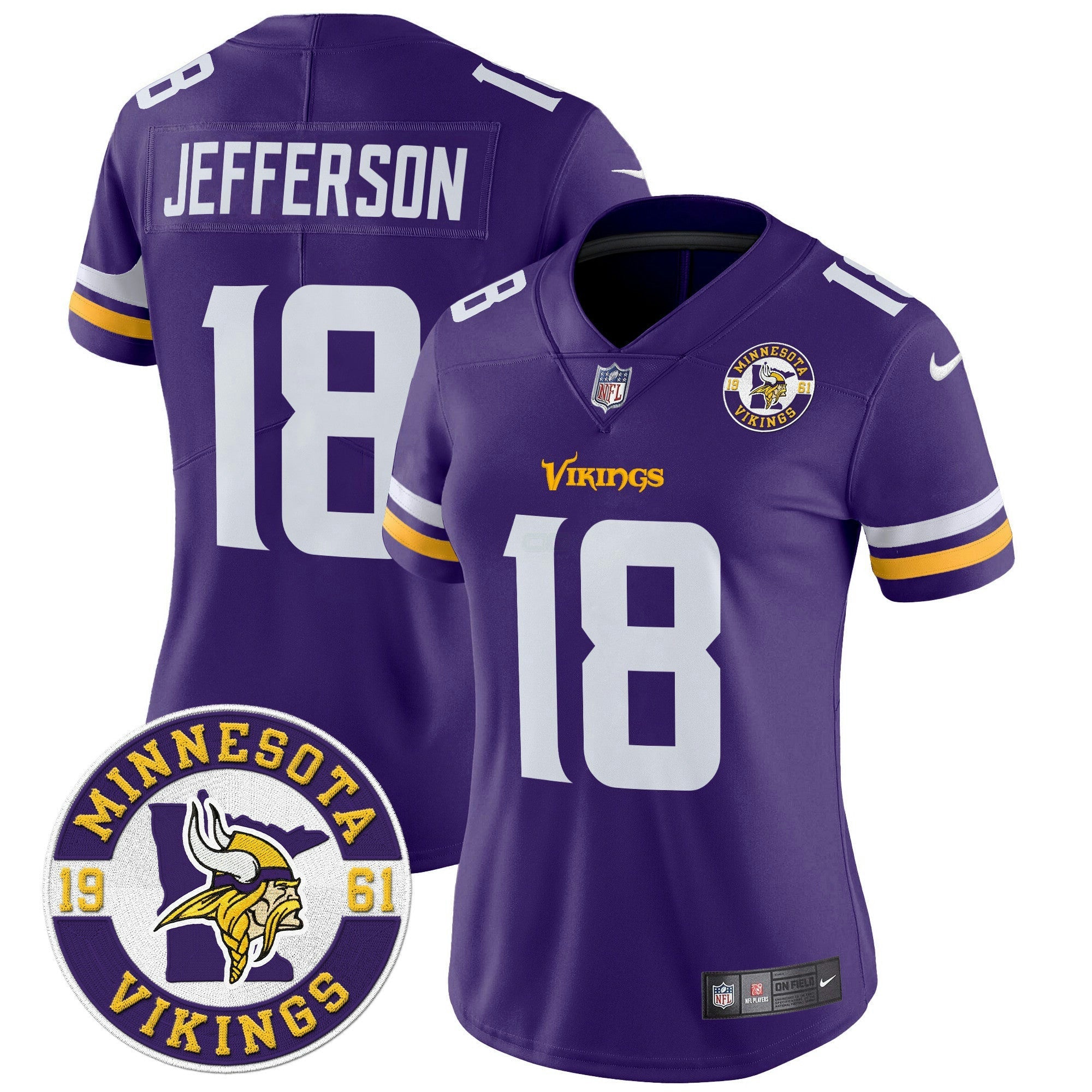 Camisa NFL Women’s Minnesota 2024 Vapor Limited Jersey V2 – Est. 1961 Patch