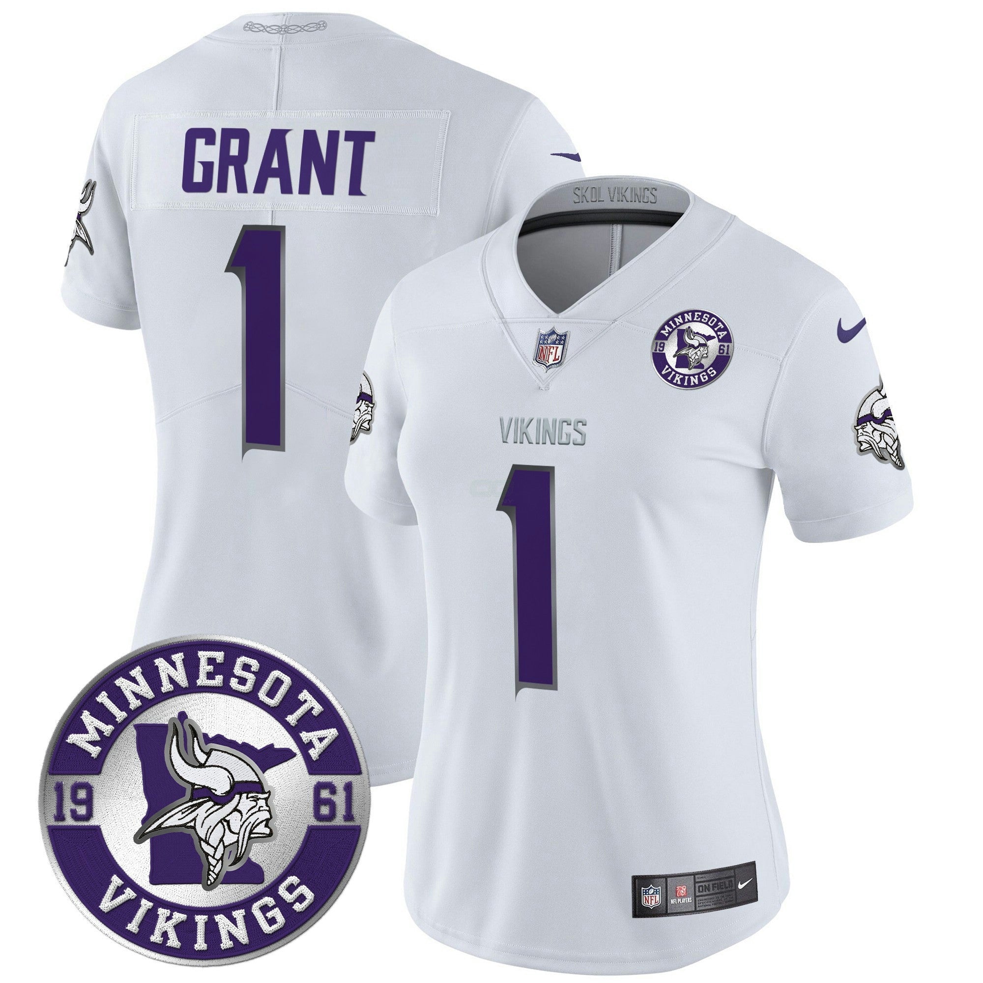 Camisa NFL Women’s Minnesota 2024 Vapor Limited Jersey V2 – Est. 1961 Patch